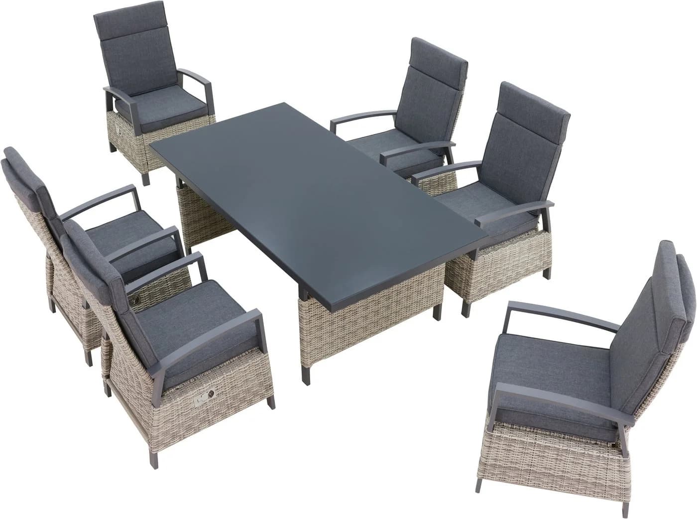 Konifera Garten-Essgruppe New Monaco 6-Sitzer Set mit verstellbarer Rückenlehne