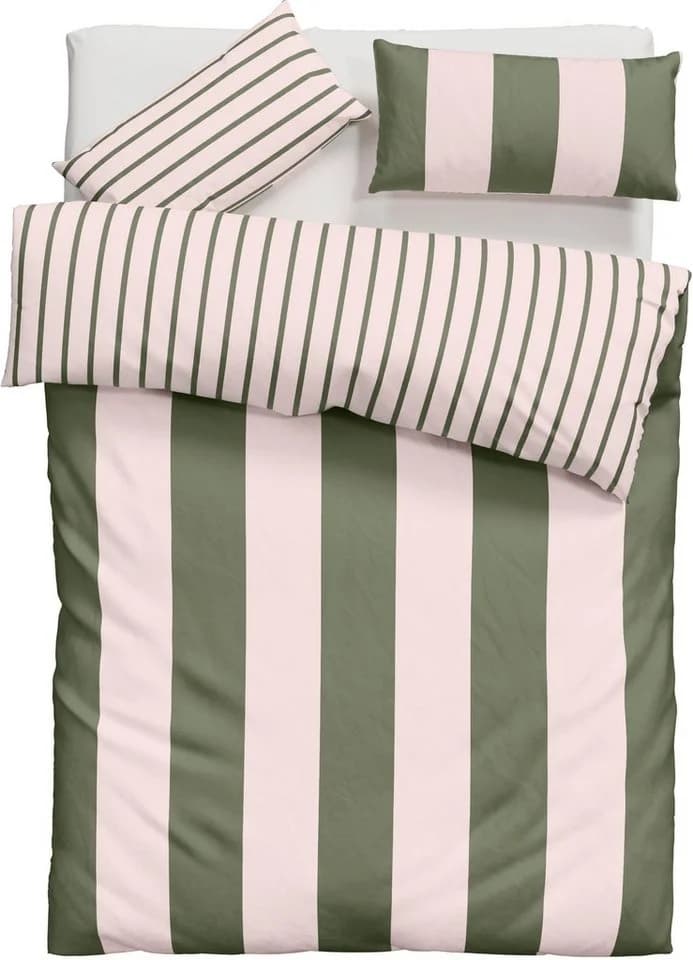 Bettwäsche OTTO HOME Sari Trend Rosa-Oliv Streifen