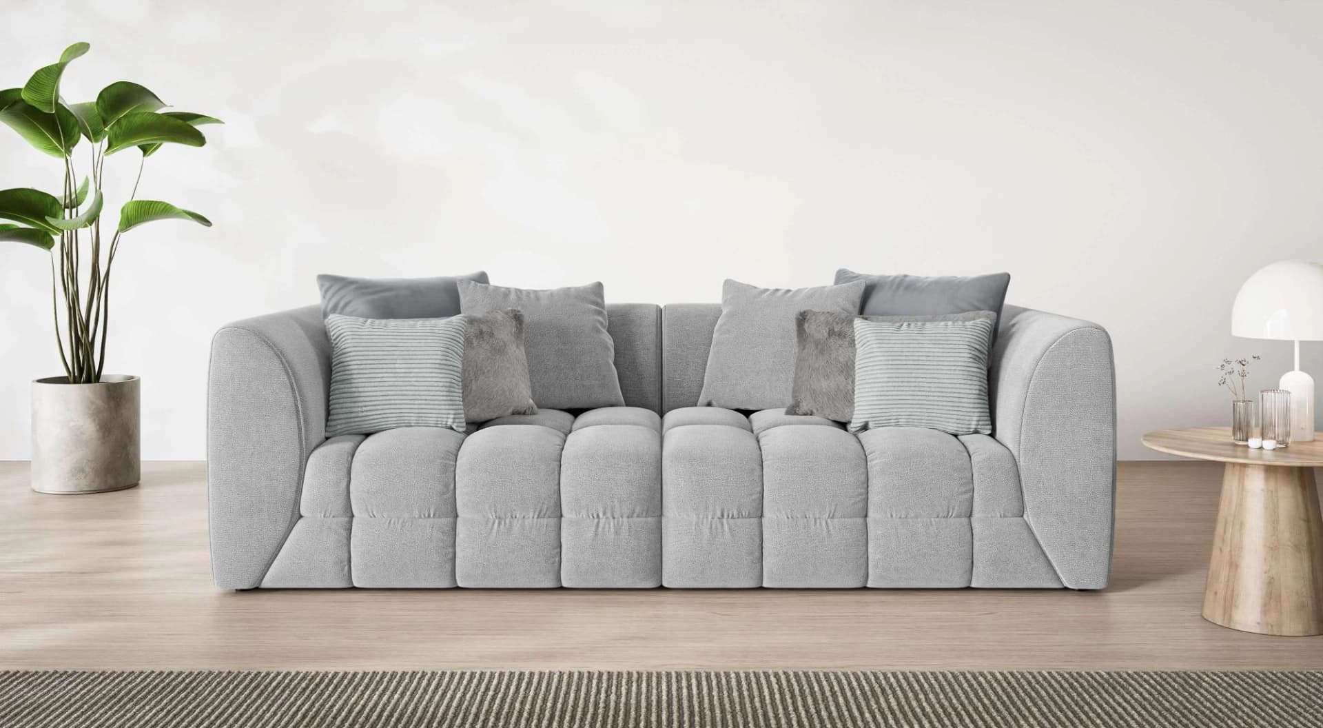 Big-Sofa S.OLIVER COBBO 3-Sitzer Design-Sofa Bubble-Optik Grau