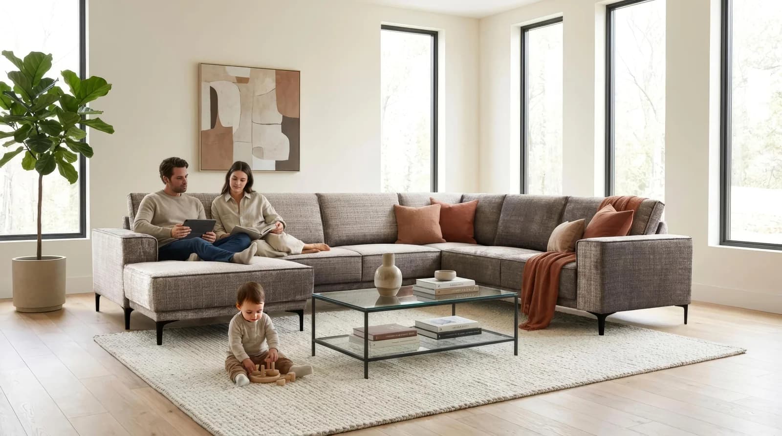 OTTO HOME Wohnlandschaft OLAND U-Form XXL Dunkelgrau Skandi-Design