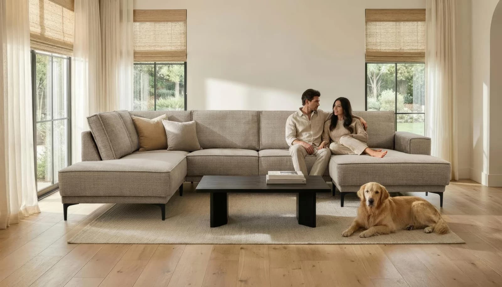 OTTO HOME XXL Sofa Oland U-Form 345 cm Beige Chenille