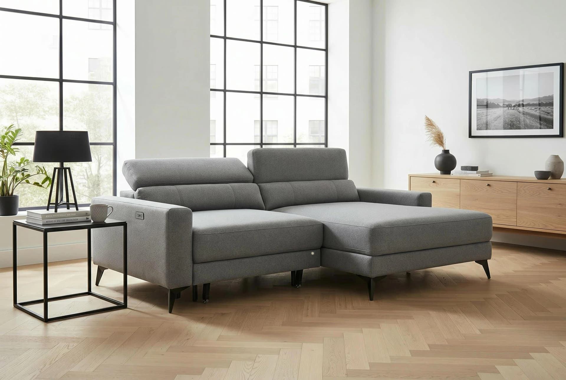 OTTO HOME LEWII Ecksofa L-Form elektr. Schlafsofa anthrazit