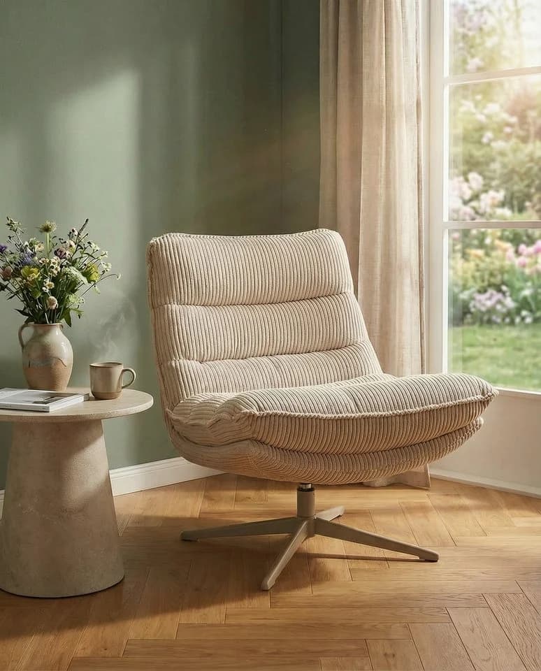 OTTO home Sessel AVAA, Loungesessel im soften Cord-Bezug, 360° Grad drehbar, Relax- und TV-Sessel