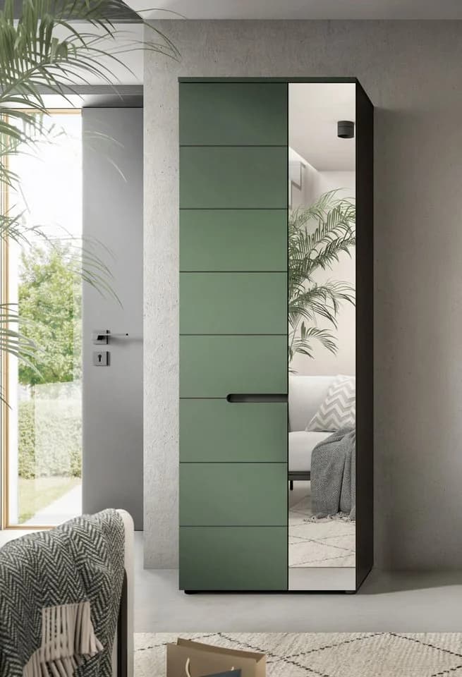 Home Affaire Garderobenschrank REHAT Grau/Grün/Schwarz mit Soft-Close