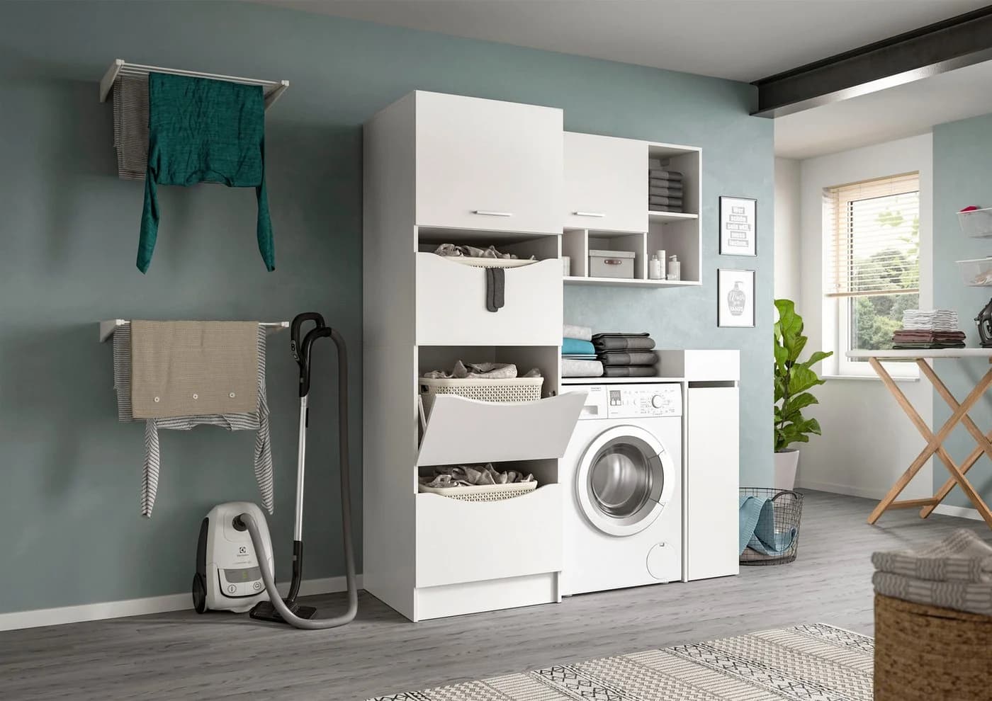 Welltime Hängeschrank FALAS, TOPSELLER Breite 95cm, 1 Klappe, 5 Fächer