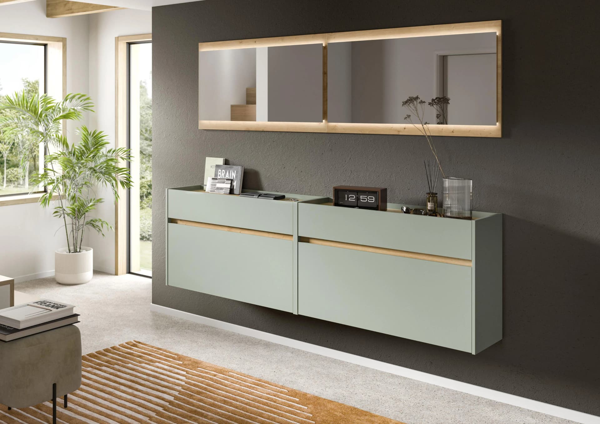 Garderoben-Set INOSIGN 'EVRID' 4-teilig Breite 220 cm inkl. Beleuchtung
