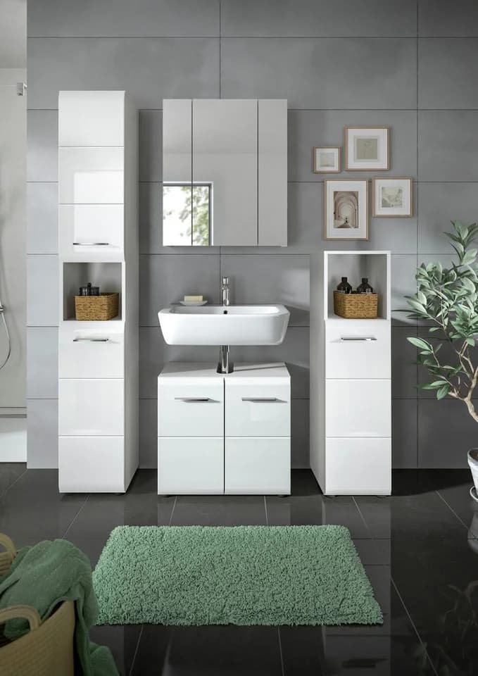 INOSIGN Badezimmer-Set Florenz 4-tlg. Weiß Hochglanz Tiefziehfront