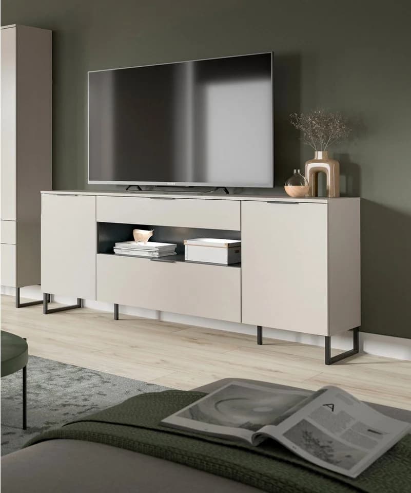 INOSIGN Sideboard ADIO 185 cm 2 Türen 1 Schubkasten 1 Klappe Metall-Kufen