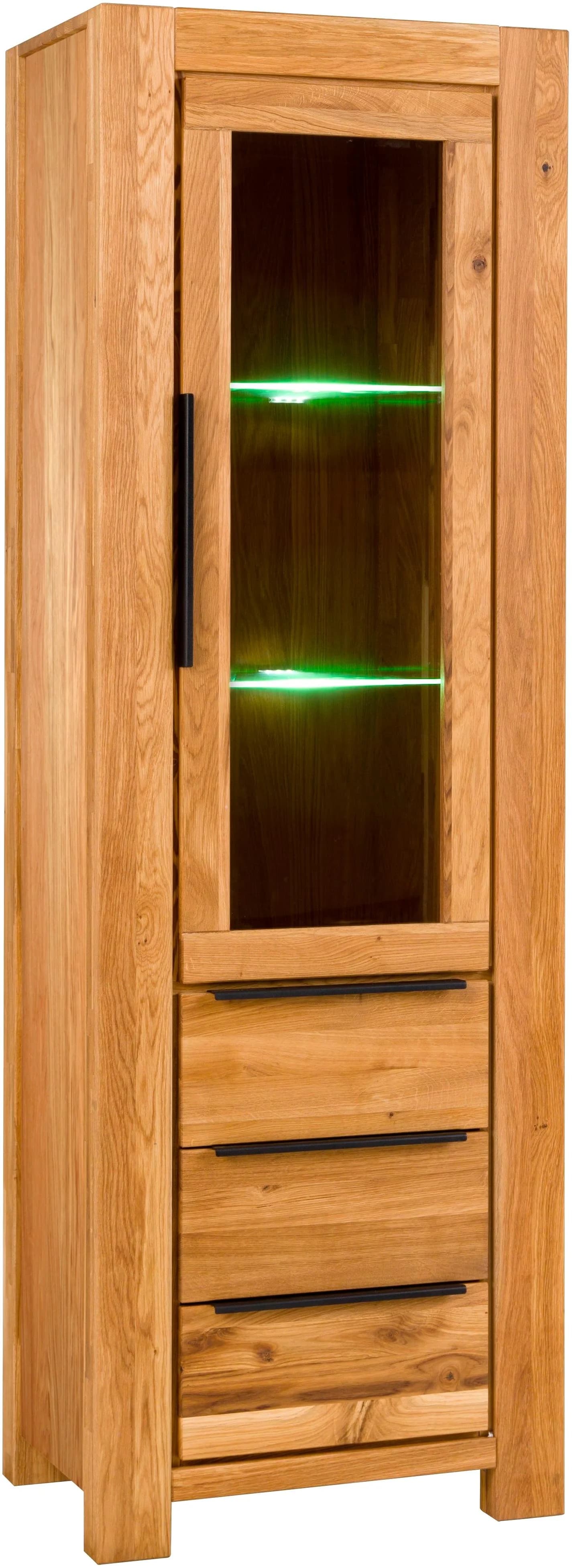 Vitrine HOME AFFAIRE Braun Eiche teilmassiv 3 Schubkästen