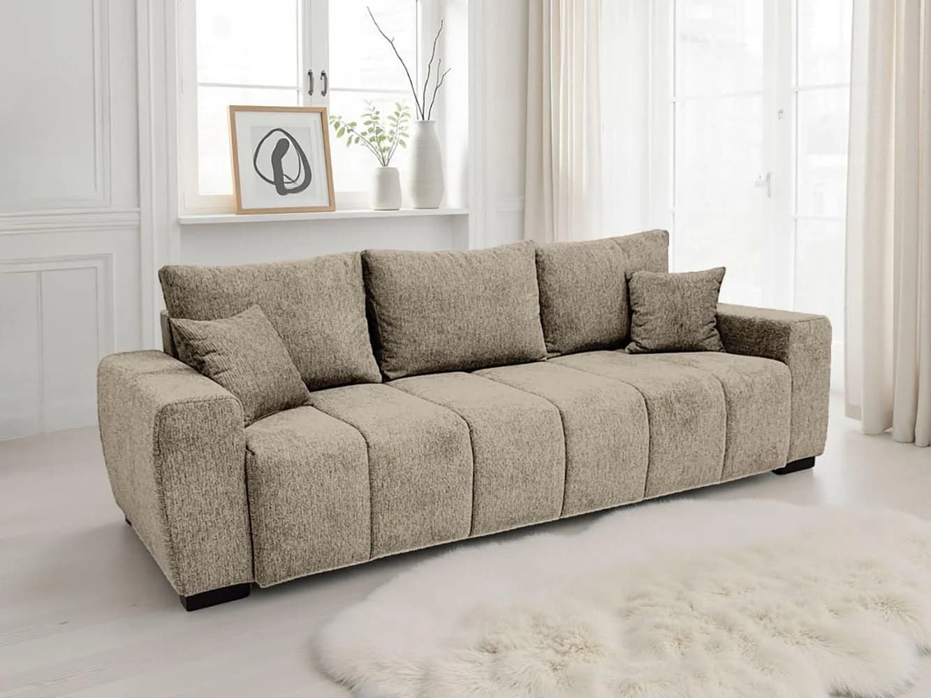Schlafsofa HOME AFFAIRE "Bello" Beige Braun Federkern