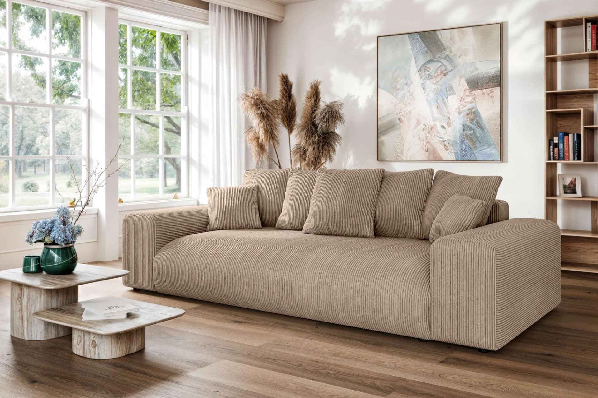 Home Affaire Big-Sofa LAKESIDE 3-Sitzer Schlafsofa mit Bettkasten, 256,5 cm, Braun, Polyätherschaum-Polsterung
