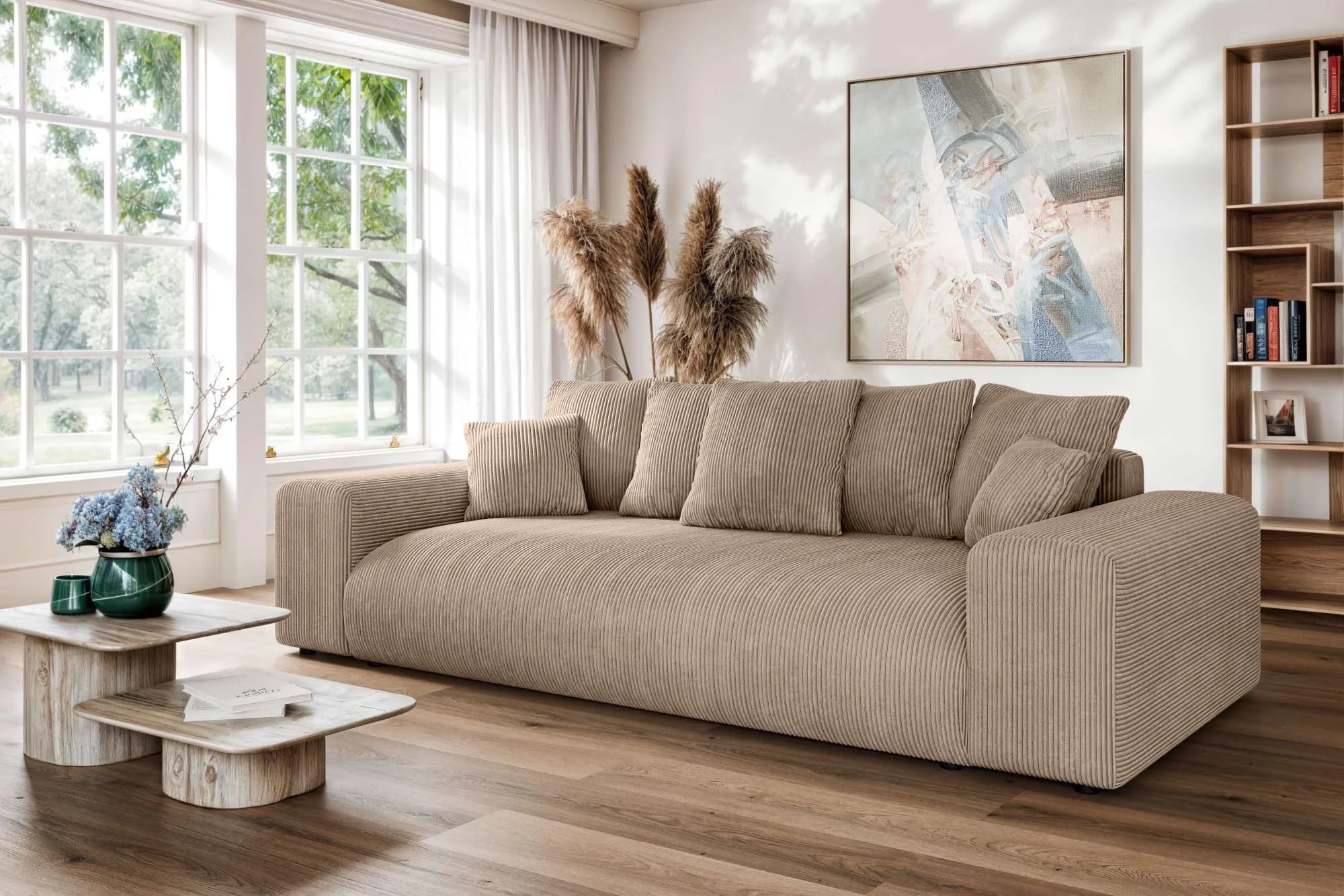 Home Affaire Big-Sofa LAKESIDE 3-Sitzer Schlafsofa mit Bettkasten, 256,5 cm, Braun, Polyätherschaum-Polsterung
