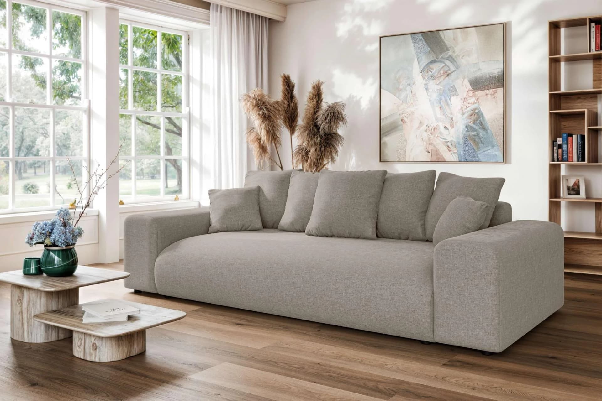 HOME AFFAIRE Lakeside 3-Sitzer Schlafsofa mit Bettkasten, Beige