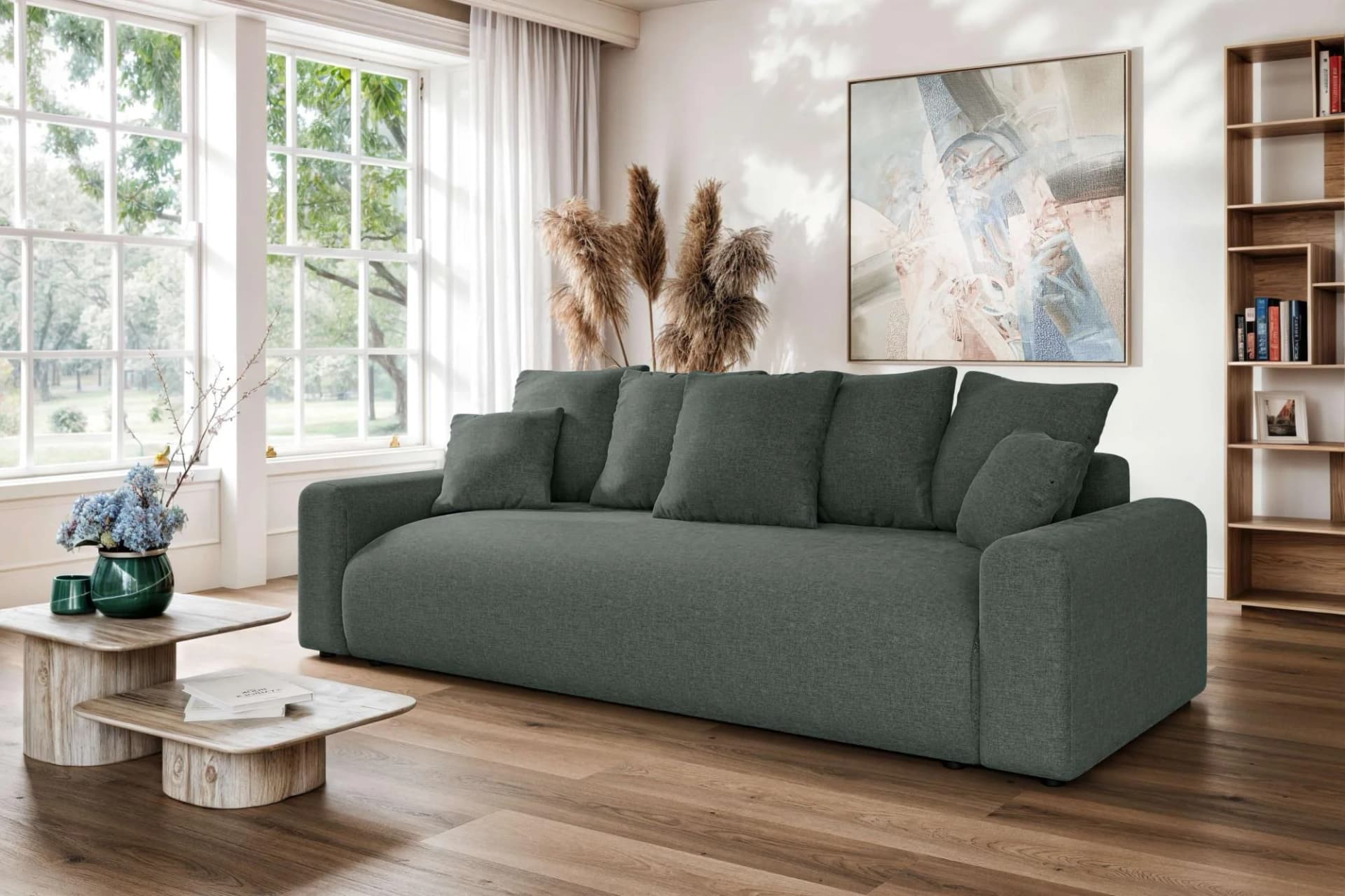 Big-Sofa HOME AFFAIRE "LAKESIDE klein" 3-Sitzer Schlafsofa mit Bettkasten, Dunkelgrün