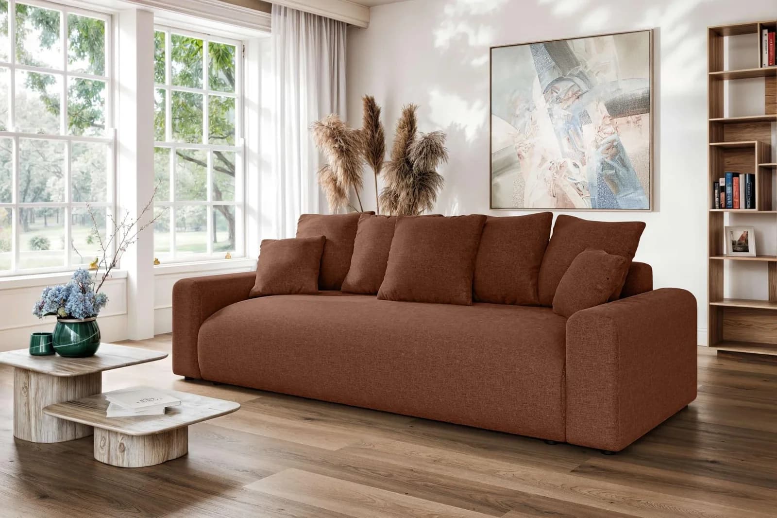 Big-Sofa HOME AFFAIRE Lakeside 3-Sitzer Schlafsofa Bettkasten Ziegelrot