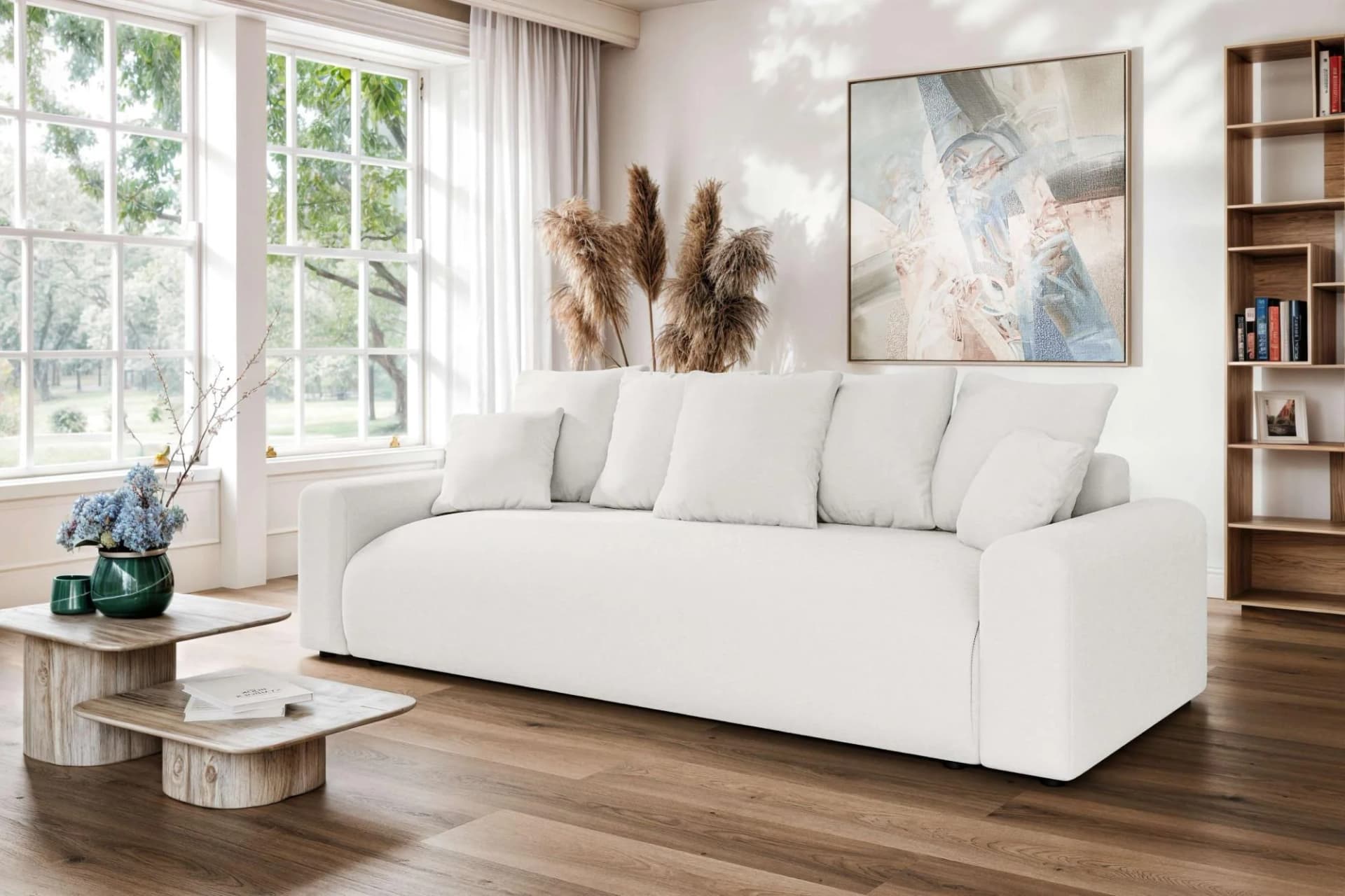 Big-Sofa HOME AFFAIRE "LAKESIDE klein" 3-Sitzer Schlafsofa mit Bettkasten, Weiß