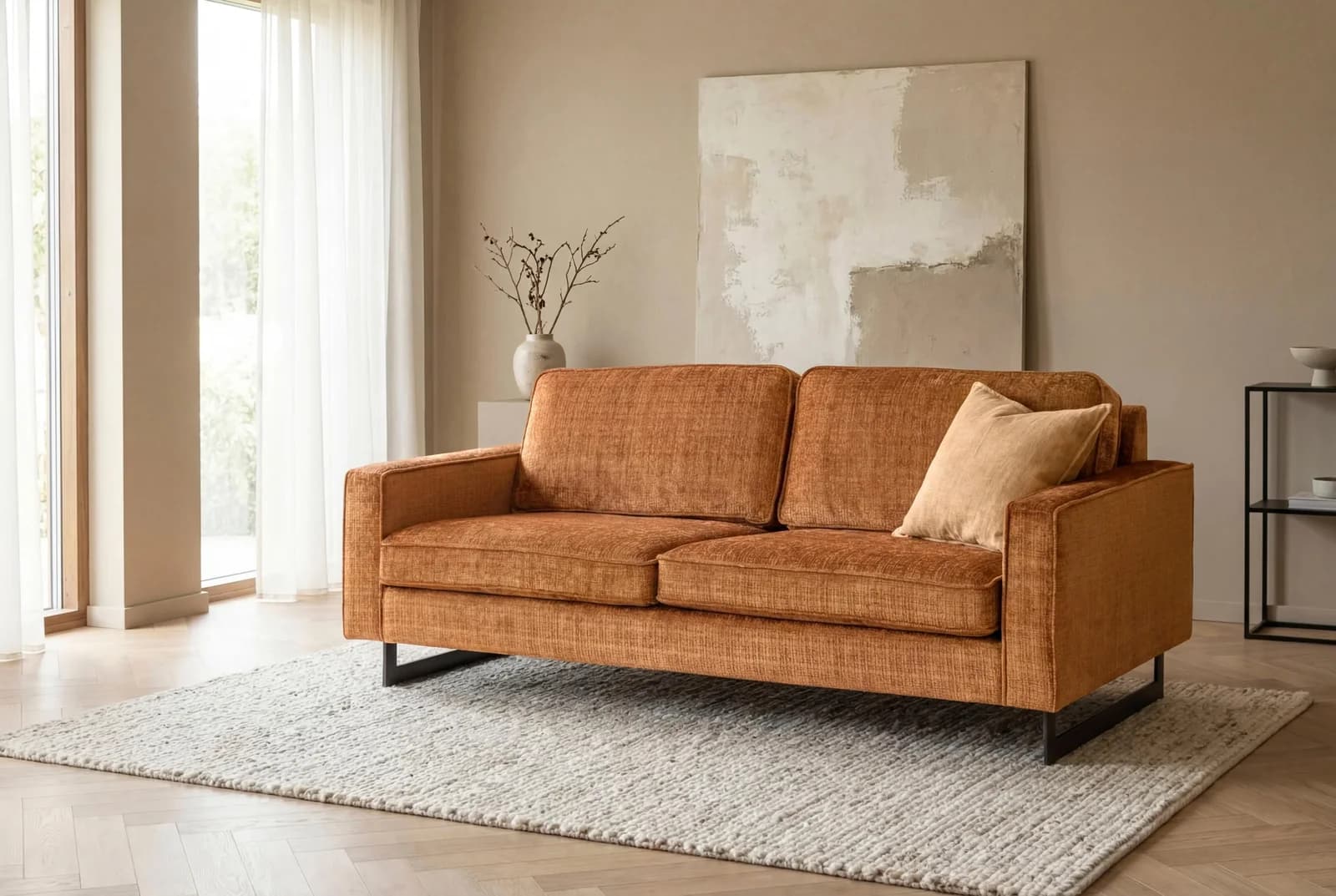 HOME AFFAIRE 2-Sitzer Pinto Chenille Lederoptik Rot