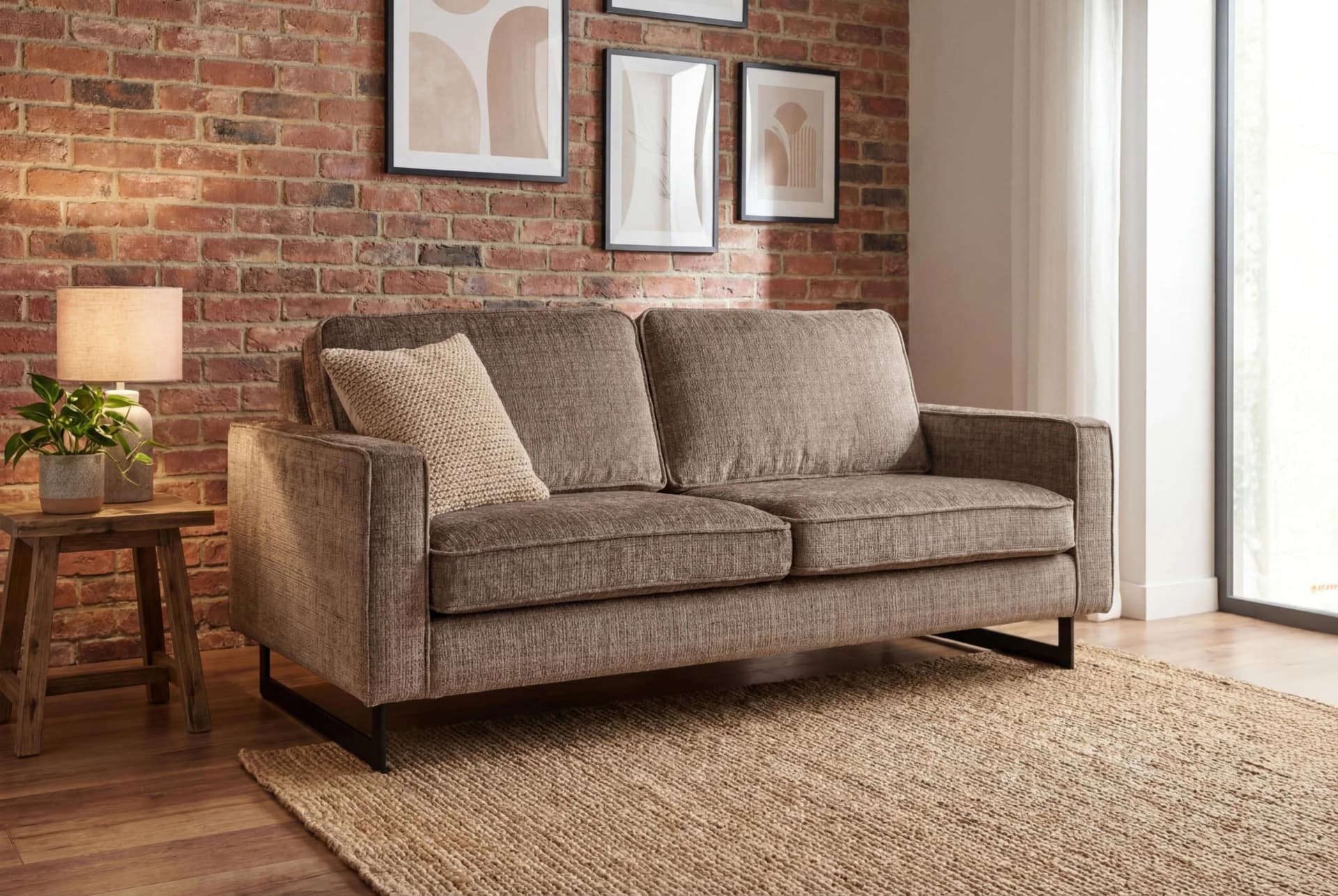 HOME AFFAIRE 2-Sitzer Pinto Chenille Lederoptik