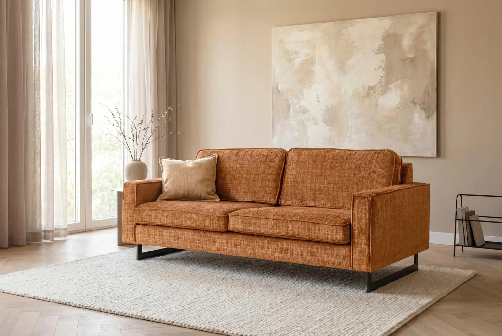 Home Affaire 3-Sitzer Maxi-Ausführung Pinto 236 cm Chenille Lederoptik Rot