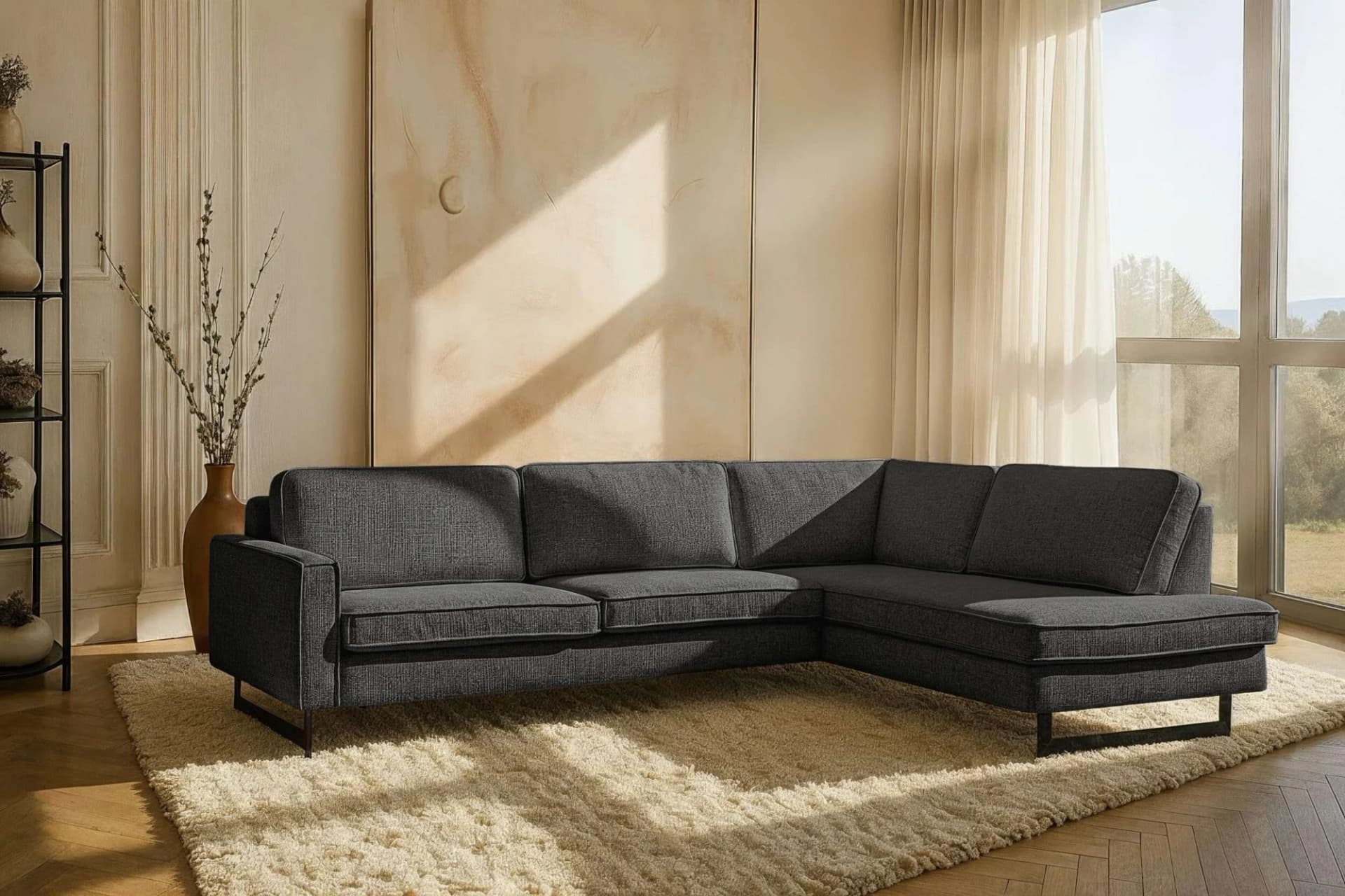 Ecksofa HOME AFFAIRE Pinto 290 cm Chenille Lederoptik