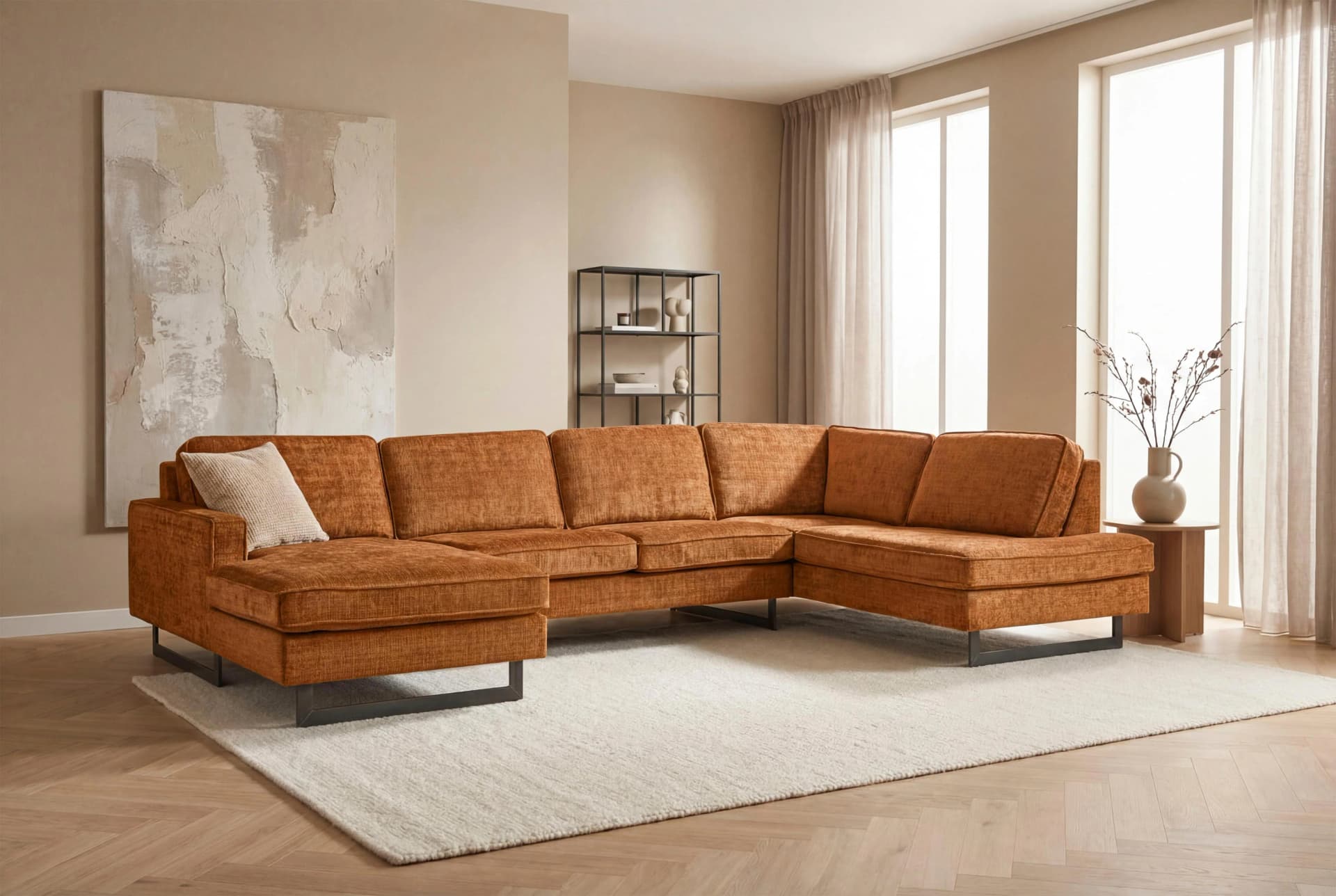 HOME AFFAIRE Wohnlandschaft Pinto 350 cm U-Form XXL mit Ottomanen
