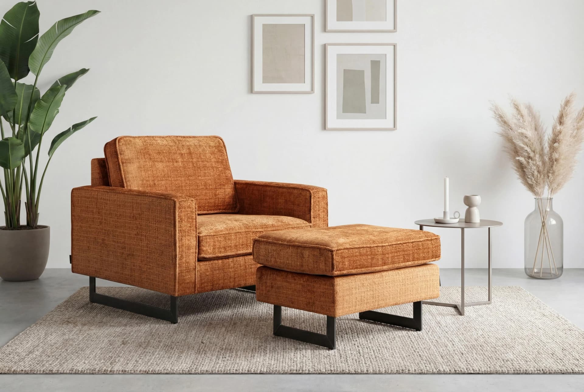Loveseat HOME AFFAIRE Pinto 105 cm Chenille Lederoptik Brick Rot