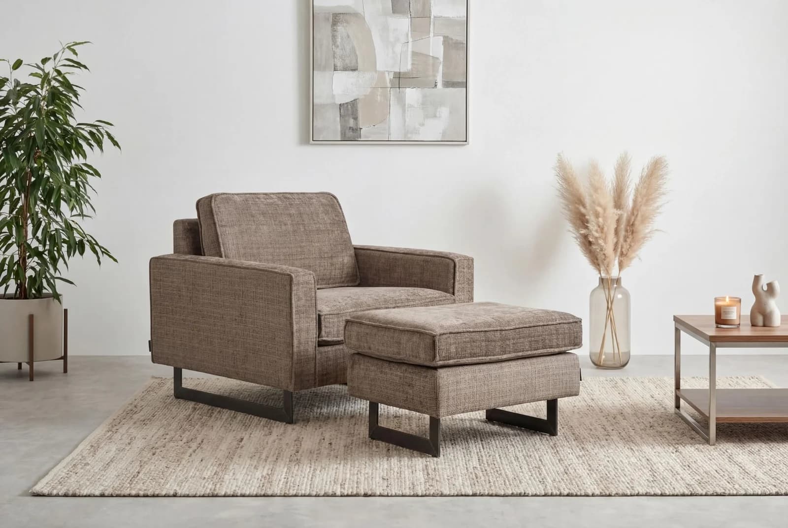 Loveseat HOME AFFAIRE Pinto 105 cm Chenille Lederoptik Braun