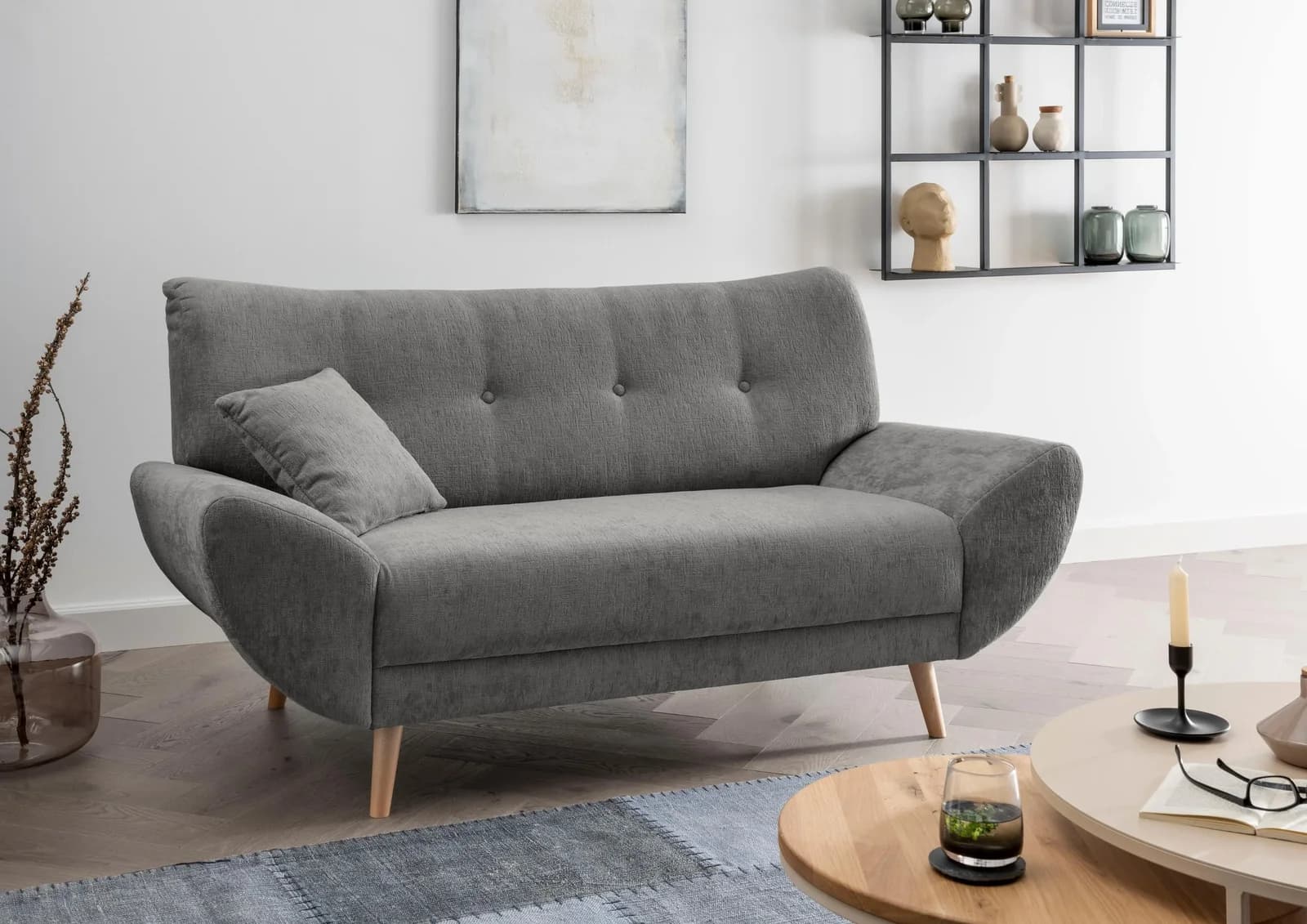 HOME AFFAIRE 2-Sitzer Sofa Basta Graubraun Komfortschaum