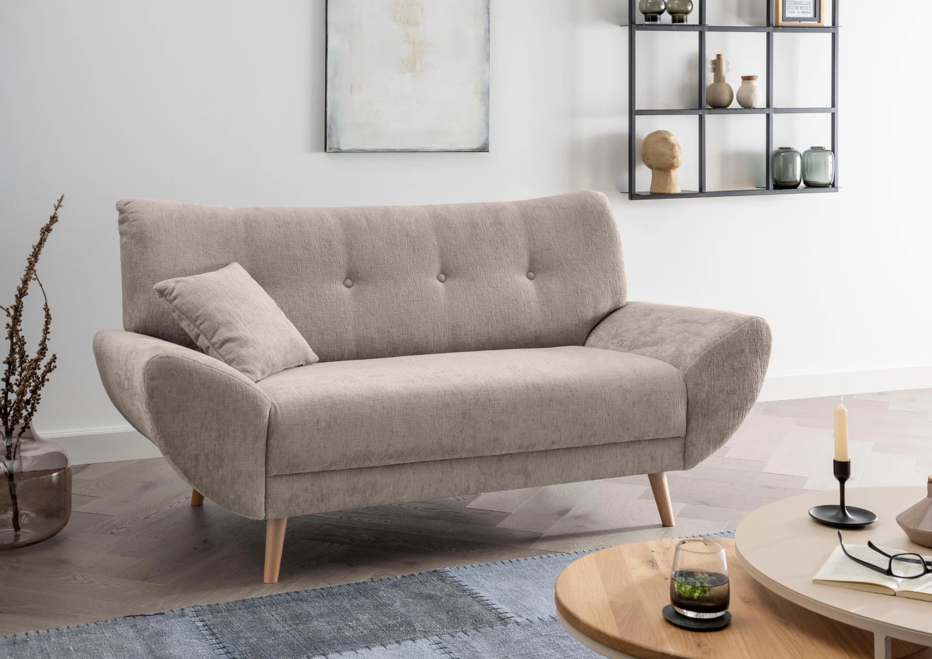Polstergarnitur HOME AFFAIRE Basta taupe 3-2-1 Set
