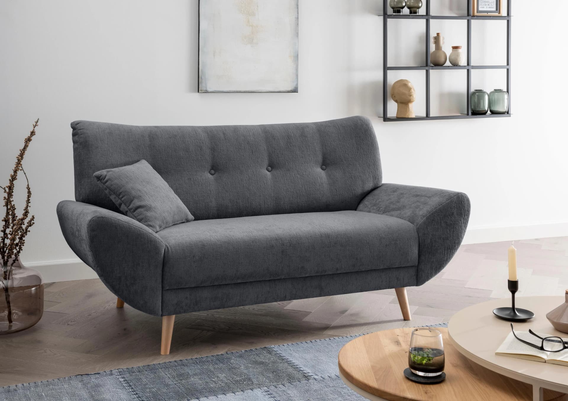 Polstergarnitur HOME AFFAIRE Basta 3-2-1 Set Anthrazit