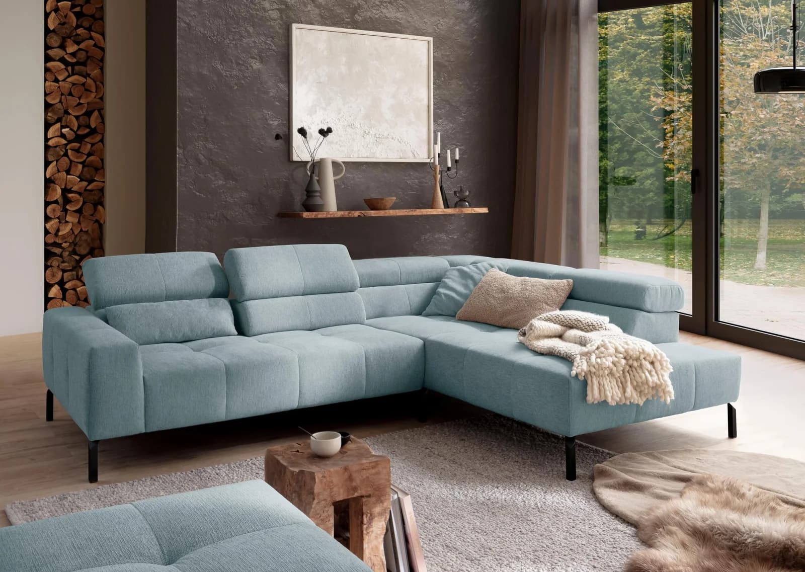 Ecksofa Claya Move von Home Affaire in Sage mit Verstellfunktion