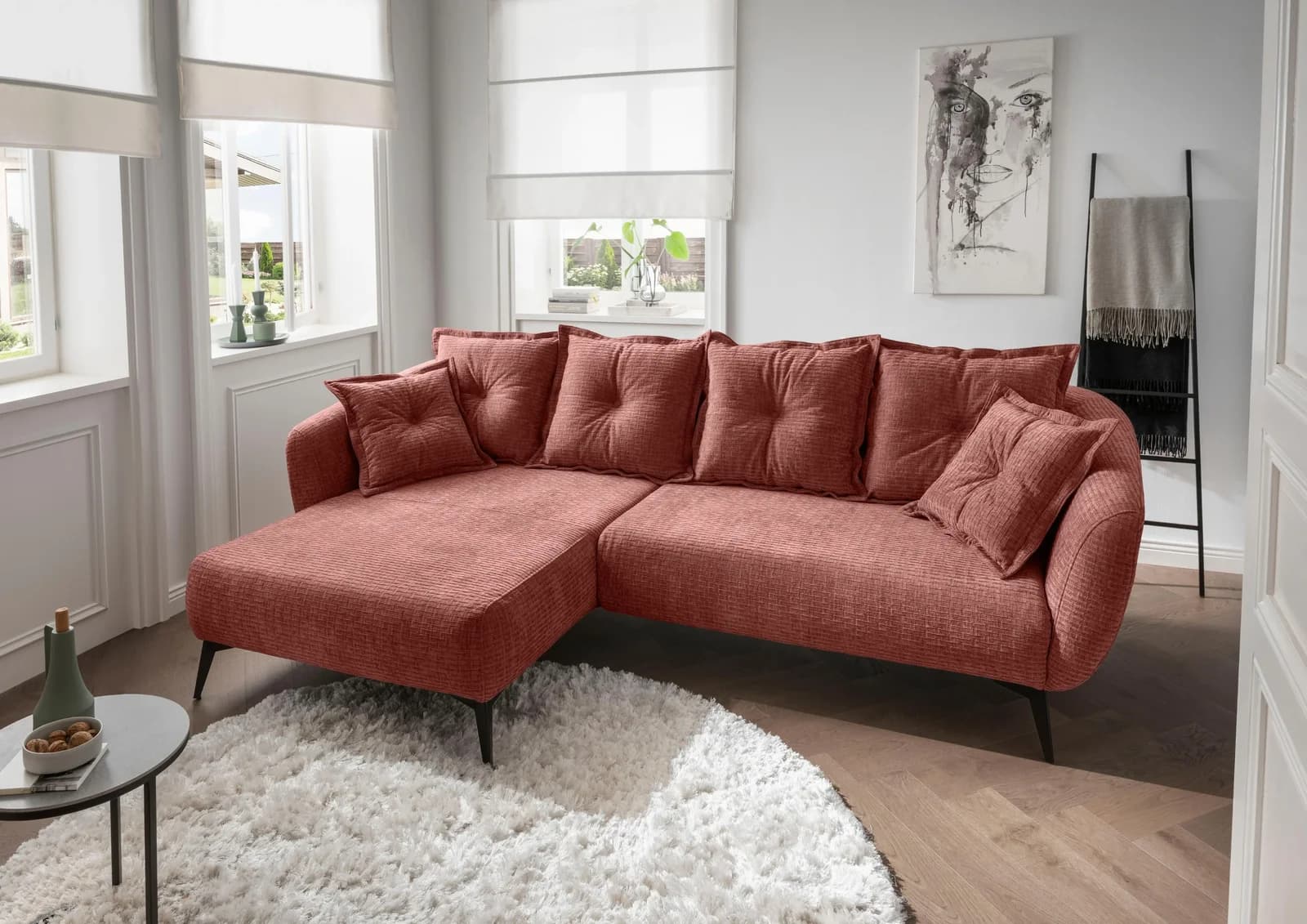 Ecksofa HOME AFFAIRE Baggio Koralle L-Form