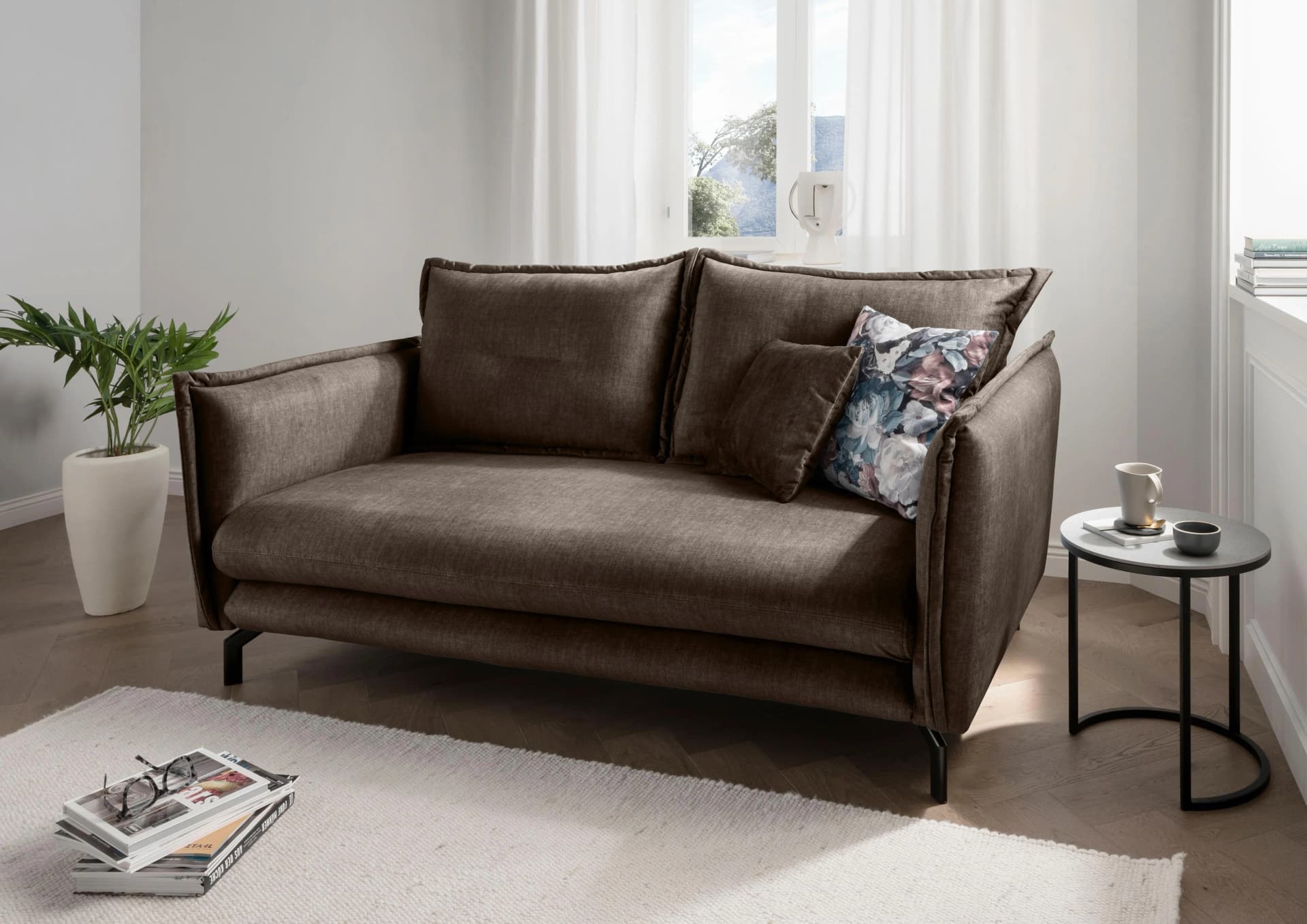 3-Sitzer Sofa HOME AFFAIRE LAVA Braun/Türkis Verstellbare Armlehnen