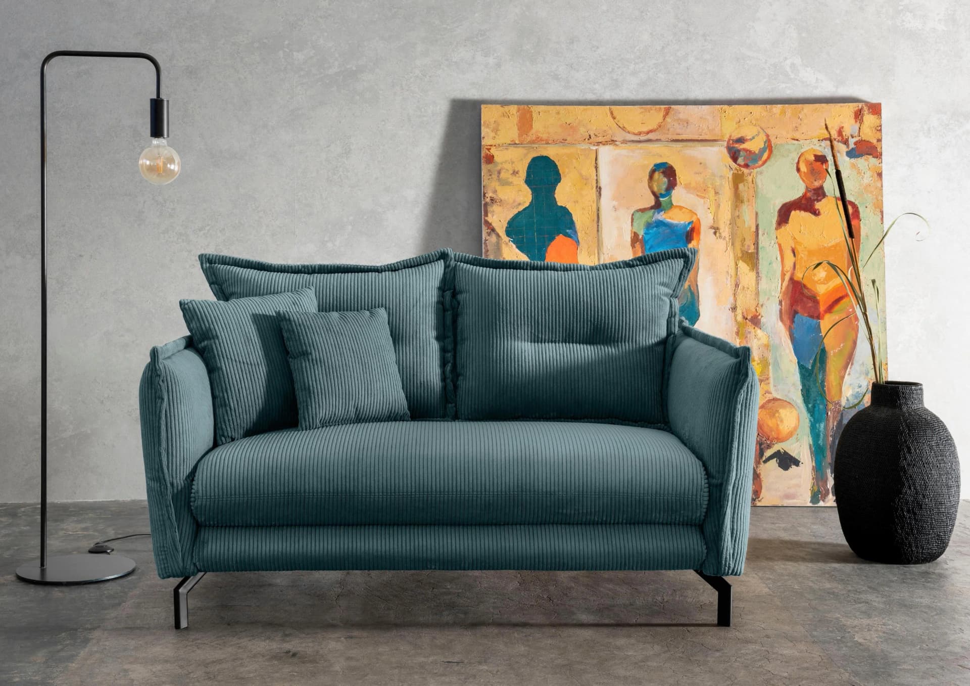 HOME AFFAIRE LAVA 2-Sitzer Sofa Petrol Verstellbare Armlehnen
