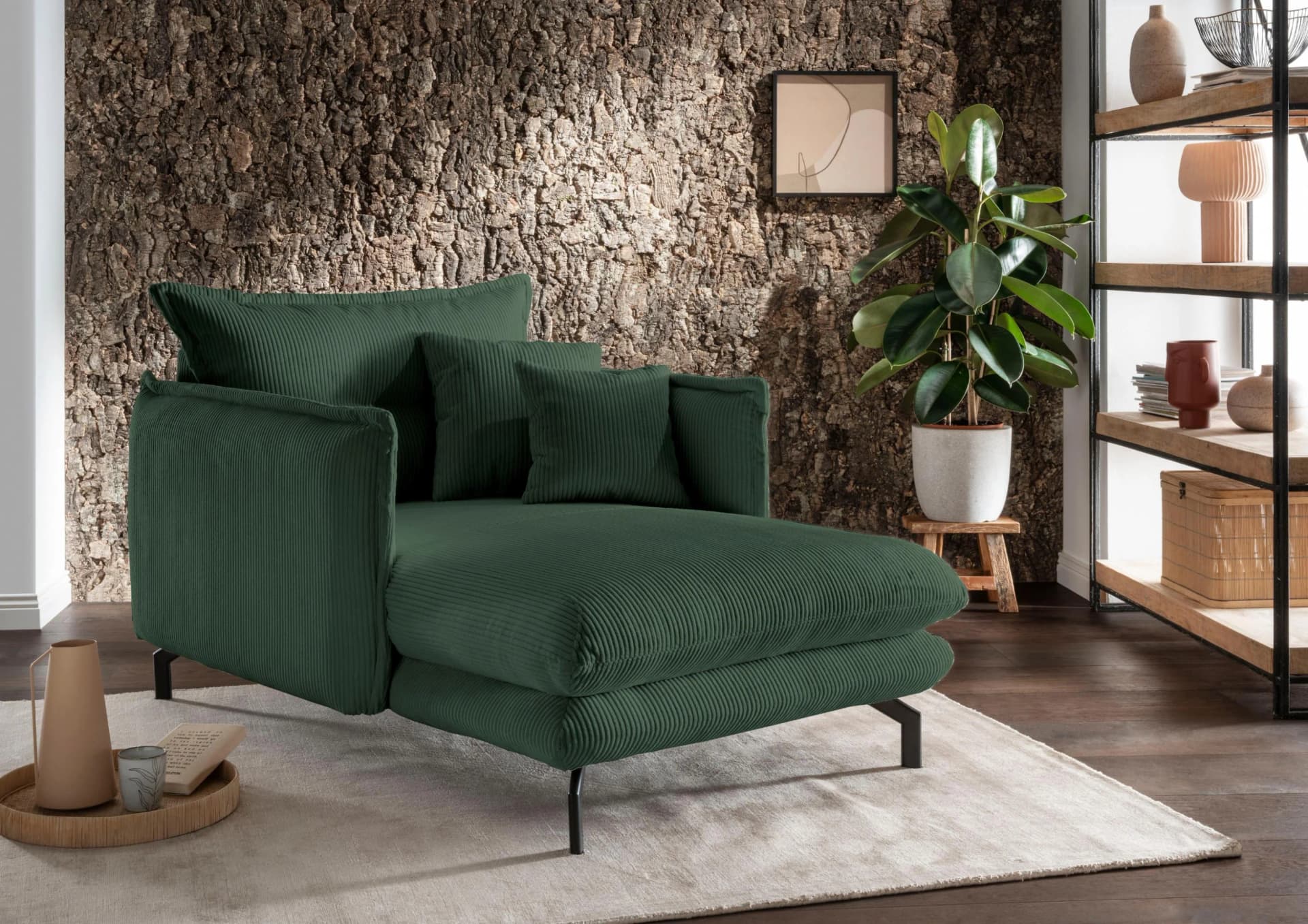 Loveseat HOME AFFAIRE LAVA Mega Ohrenbacken Sessel Moosgrün
