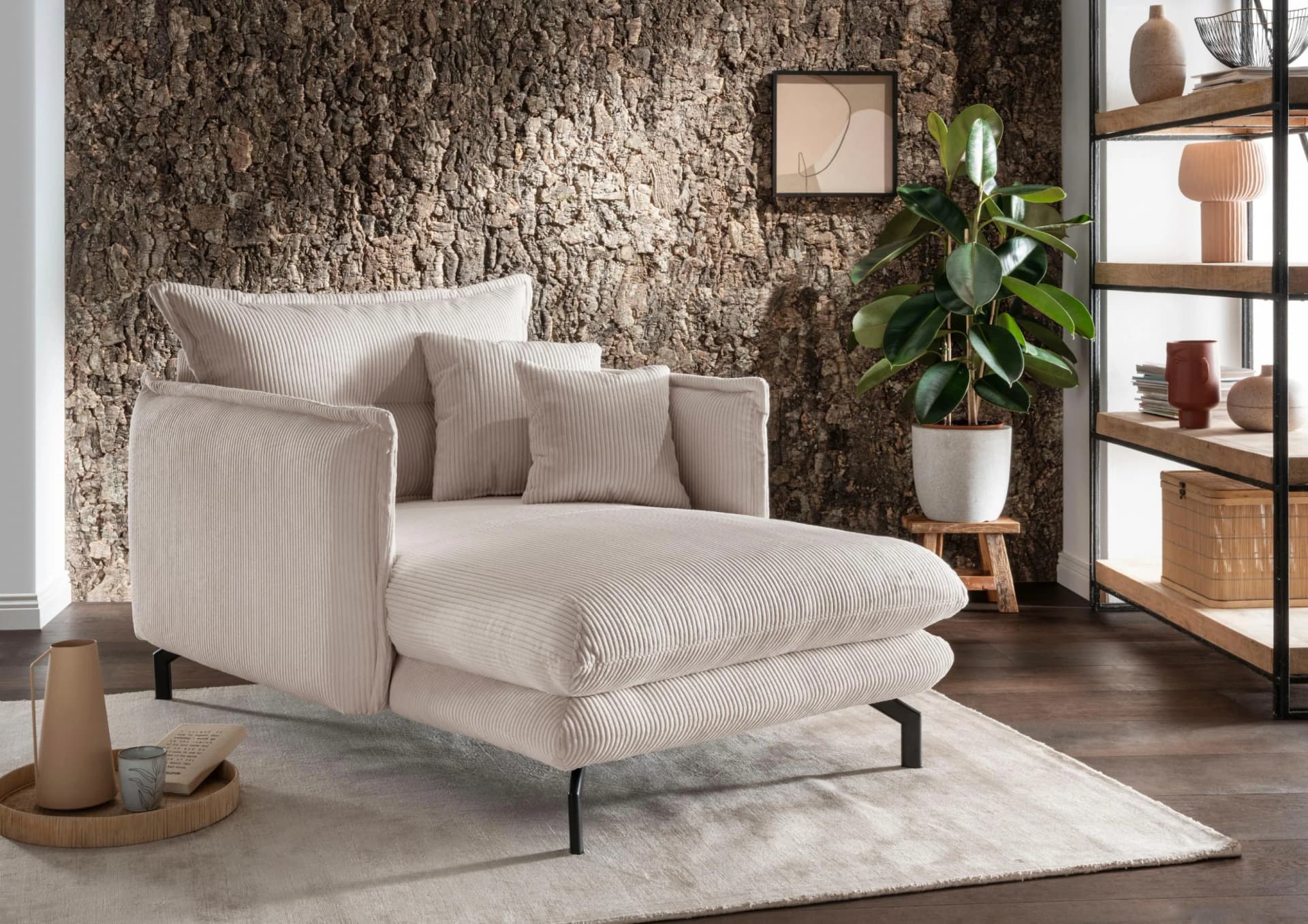 HOME AFFAIRE LAVA Mega Ohrenbacken Sessel Beige
