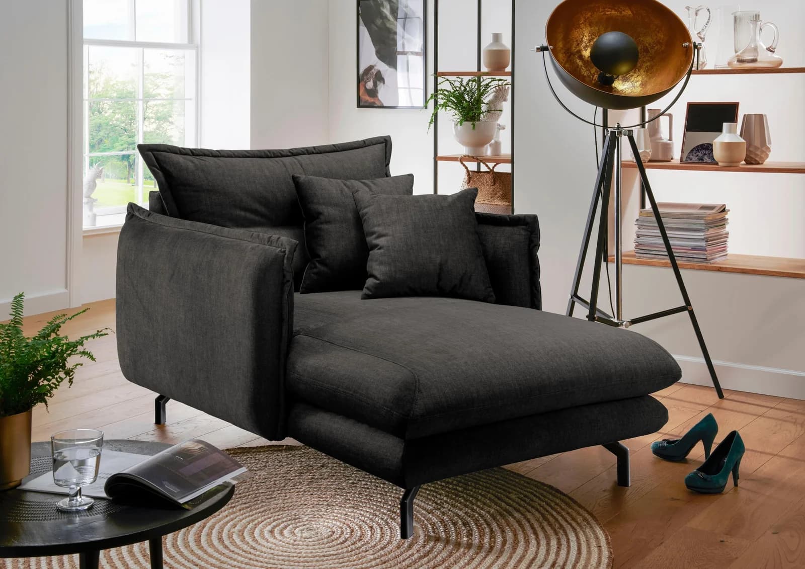 Loveseat HOME AFFAIRE "LAVA Mega Ohrenbacken Sessel" Anthrazit Türkis