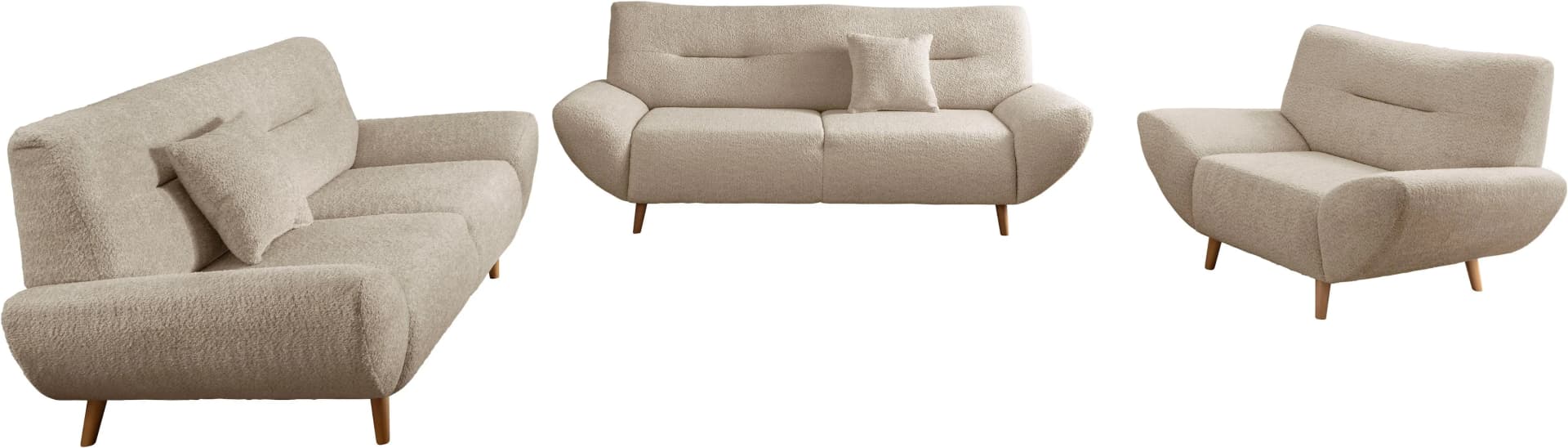 Polstergarnitur HOME AFFAIRE DRAGO beige Set 3-2-1 gepolstert