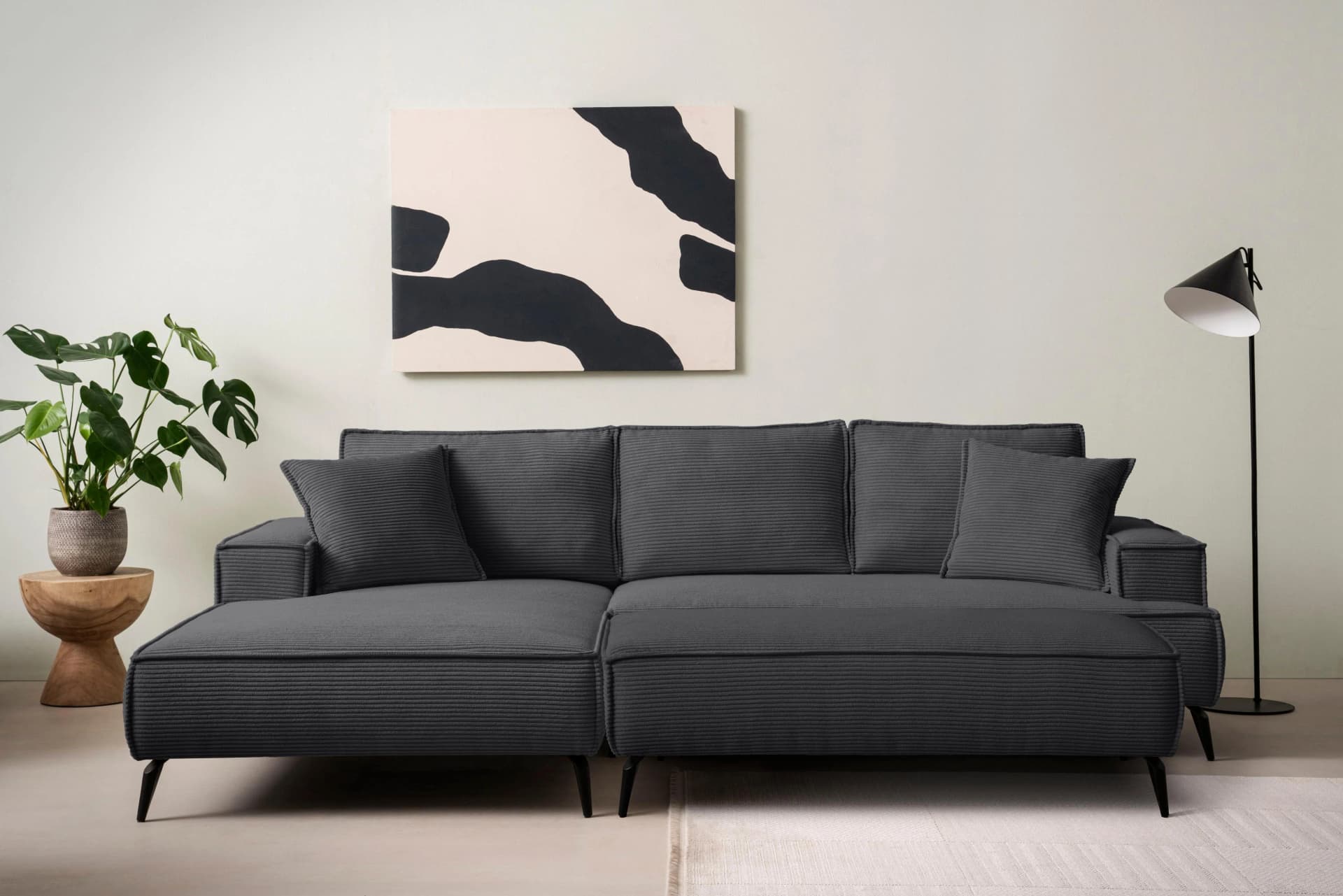 HOME AFFAIRE TVINNU Polsterecke L-Form Anthrazit