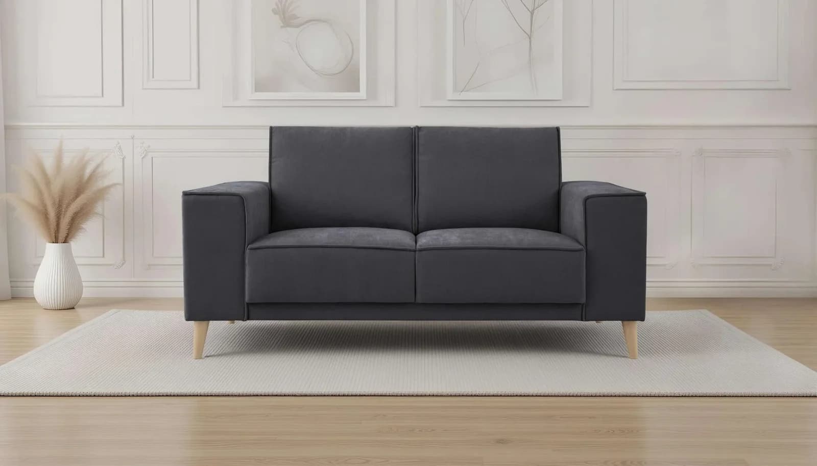 OTTO HOME 2-Sitzer Sofa Skandi-Design Chenille-Stoff Dunkelgrau