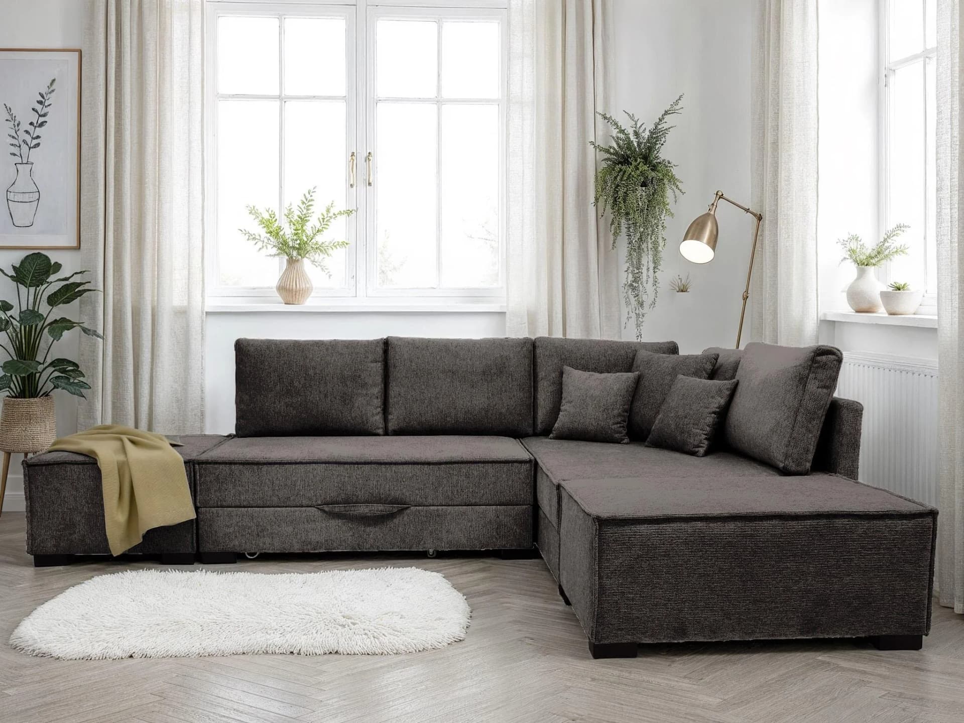 Home Affaire Ecksofa Dunkelgrau Boxspring-Polsterung