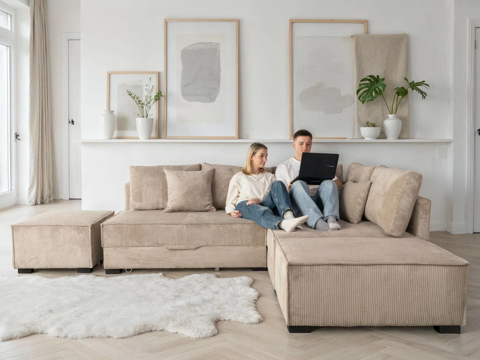 Ecksofa HOME AFFAIRE Taupe Boxspring-Polsterung