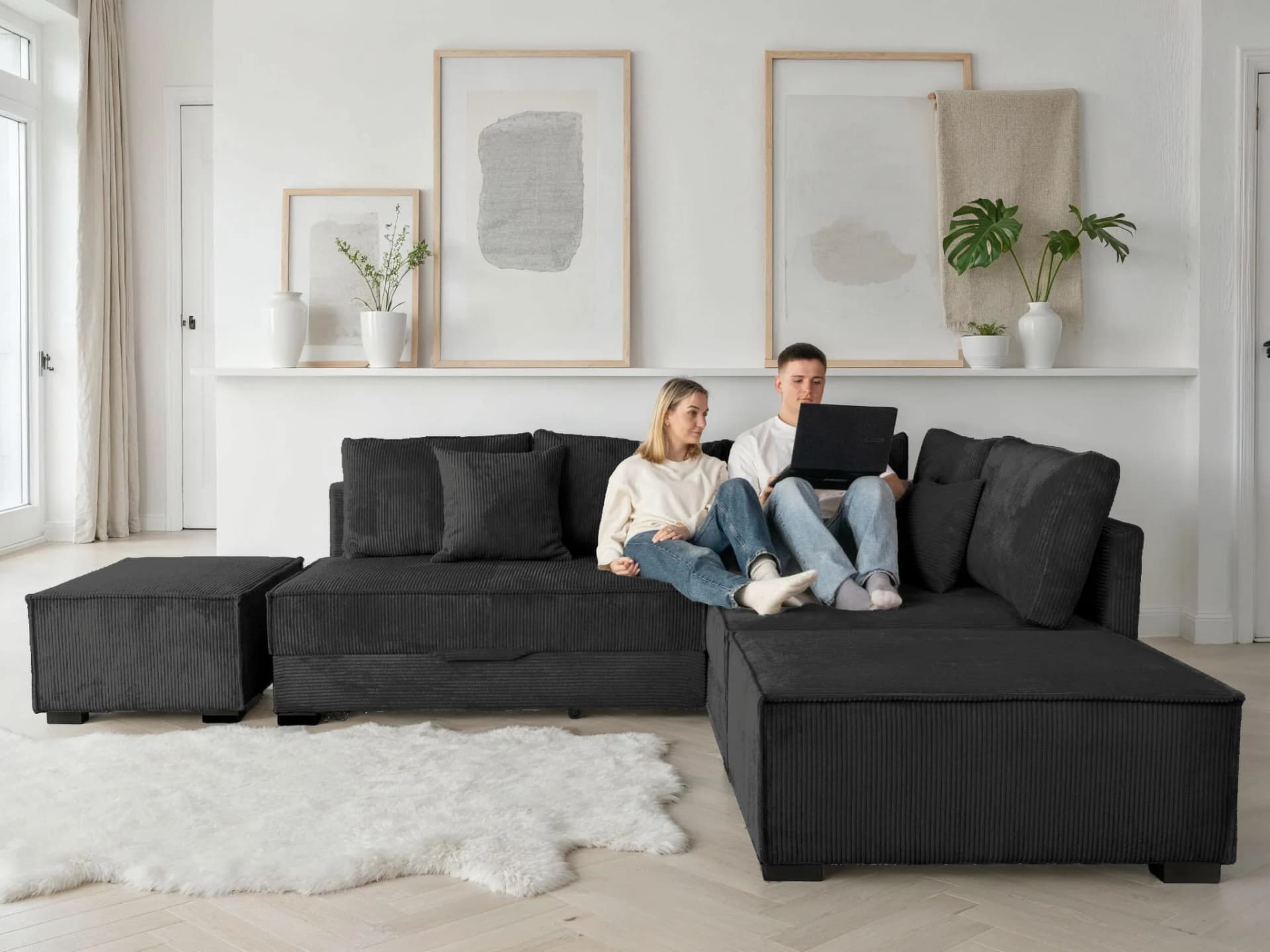 Ecksofa HOME AFFAIRE Anthrazit Boxspring-Polsterung
