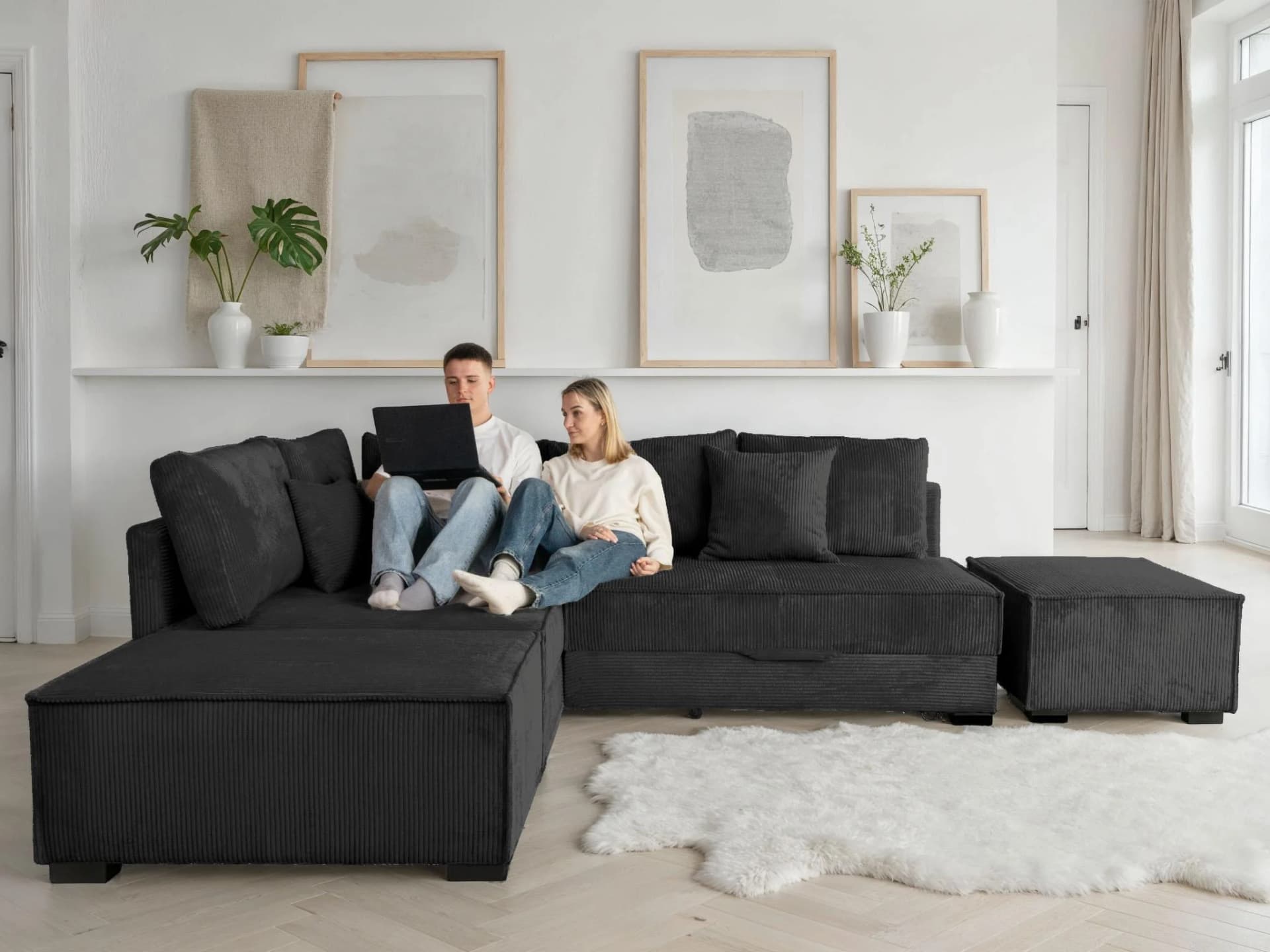 Ecksofa HOME AFFAIRE Anthrazit Boxspring-Polsterung