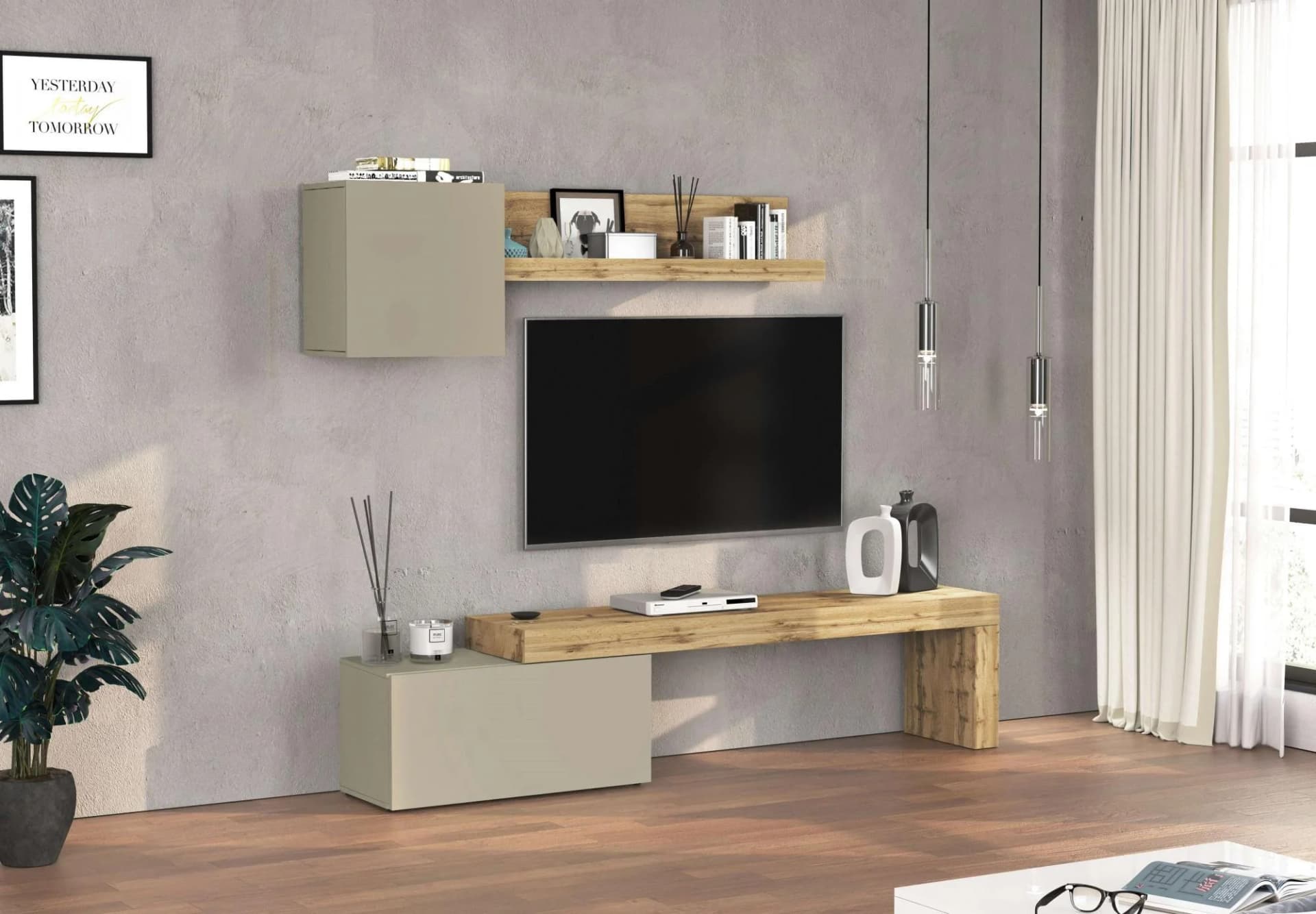 TV-Wand INOSIGN Chronos TV-Set, Wohnwand – Elemente frei platzierbar, Made in Italy