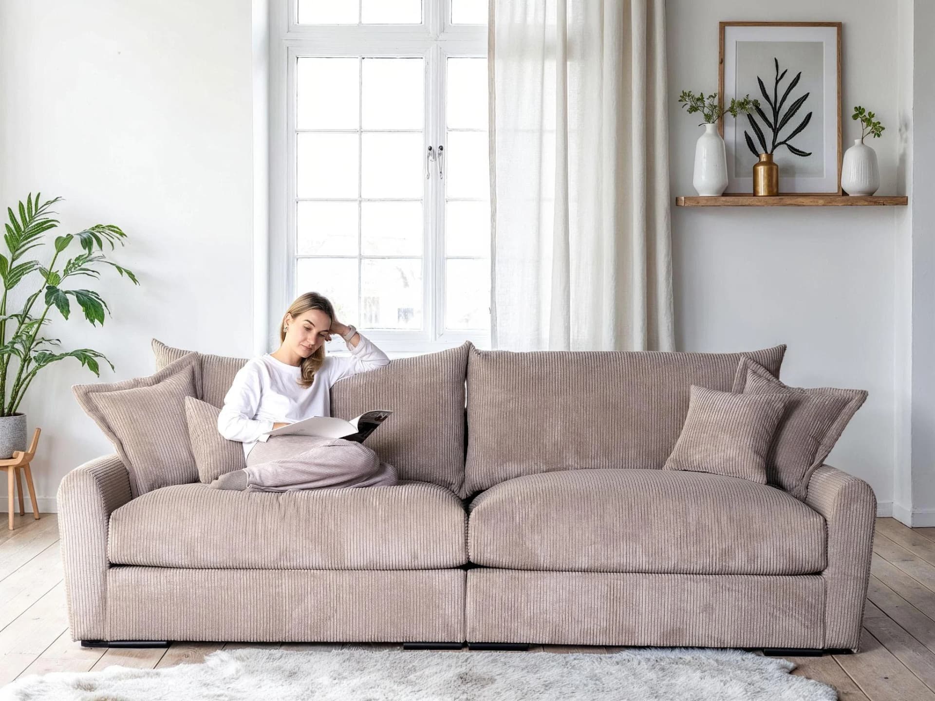 Big-Sofa HOME AFFAIRE "Finka" Taupe Federkern