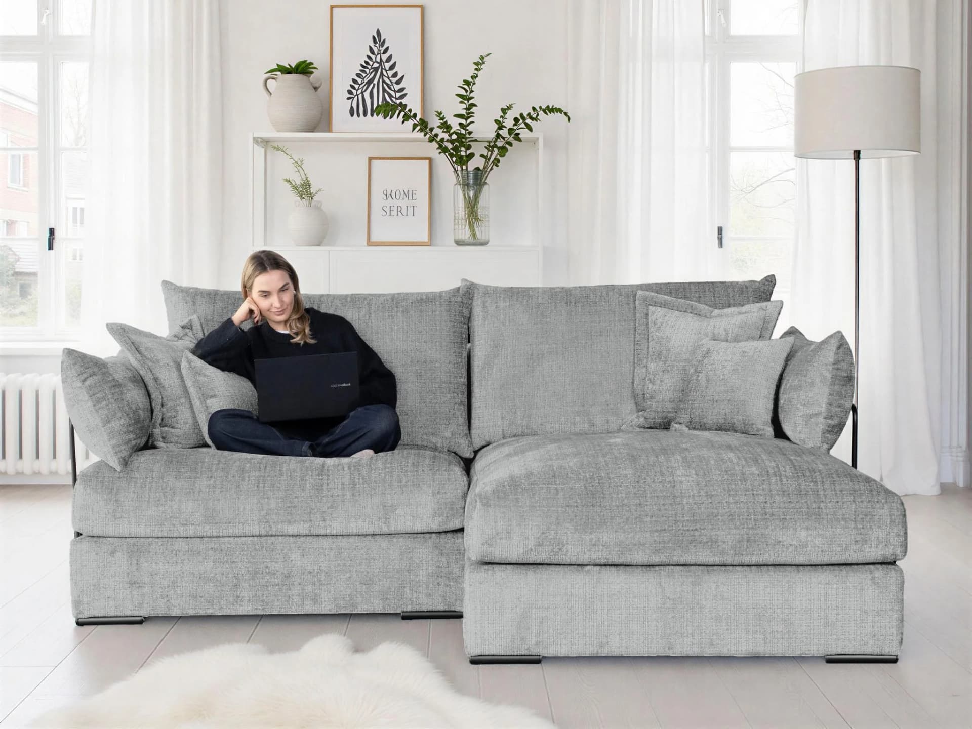 Home Affaire Ecksofa Casa XL L-Form 190 cm Hellgrau