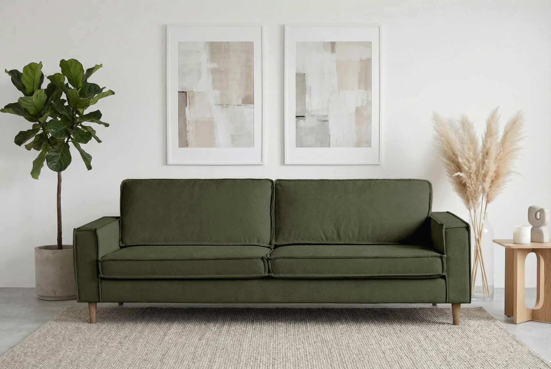 3-Sitzer Sofa Pinto Skandi Maxi-Ausführung 236 cm Chenille Struktur Grün