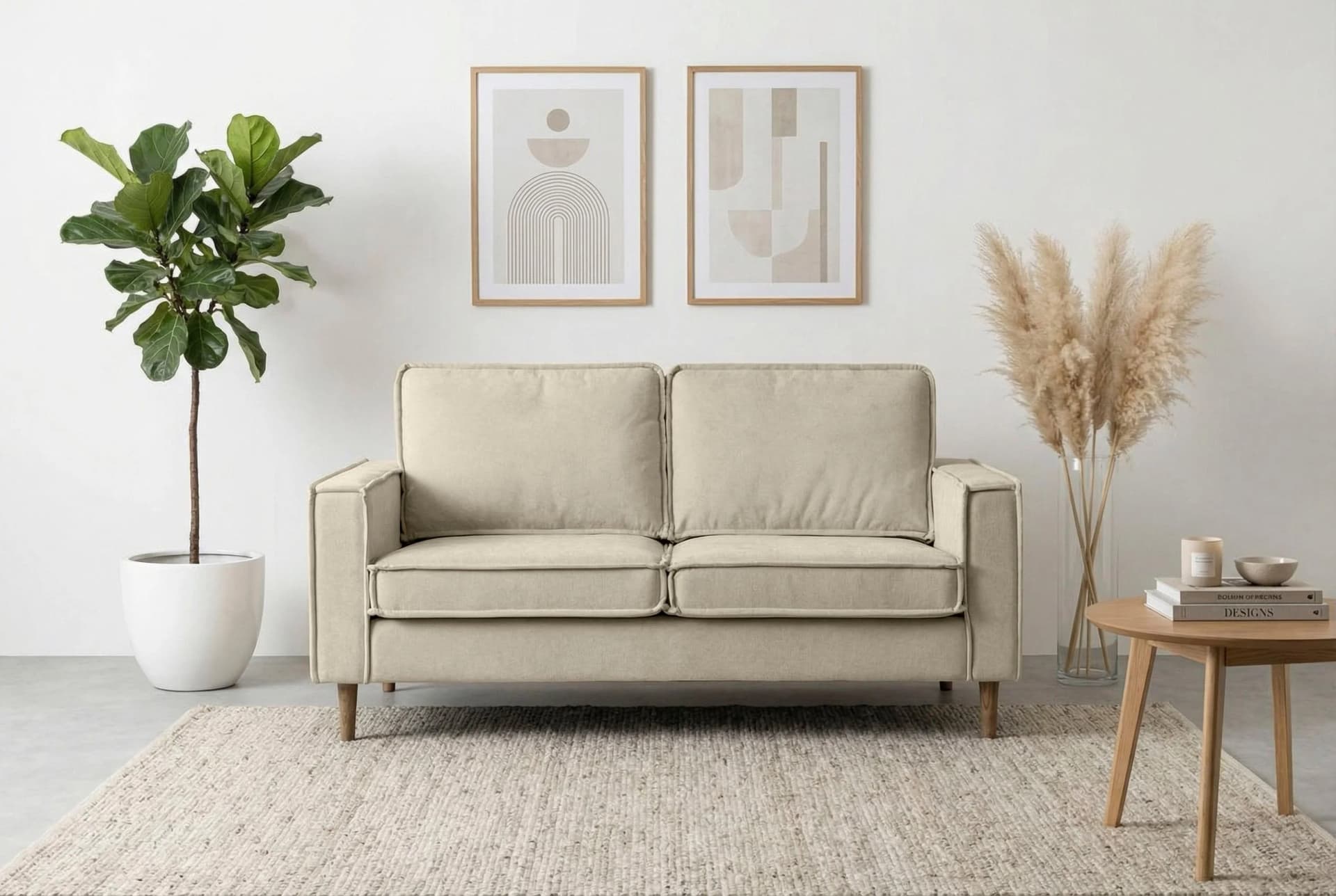 HOME AFFAIRE 2-Sitzer Sofa "Pinto Skandi" Chenille, Wellenunterfederung, Massivholzfüße