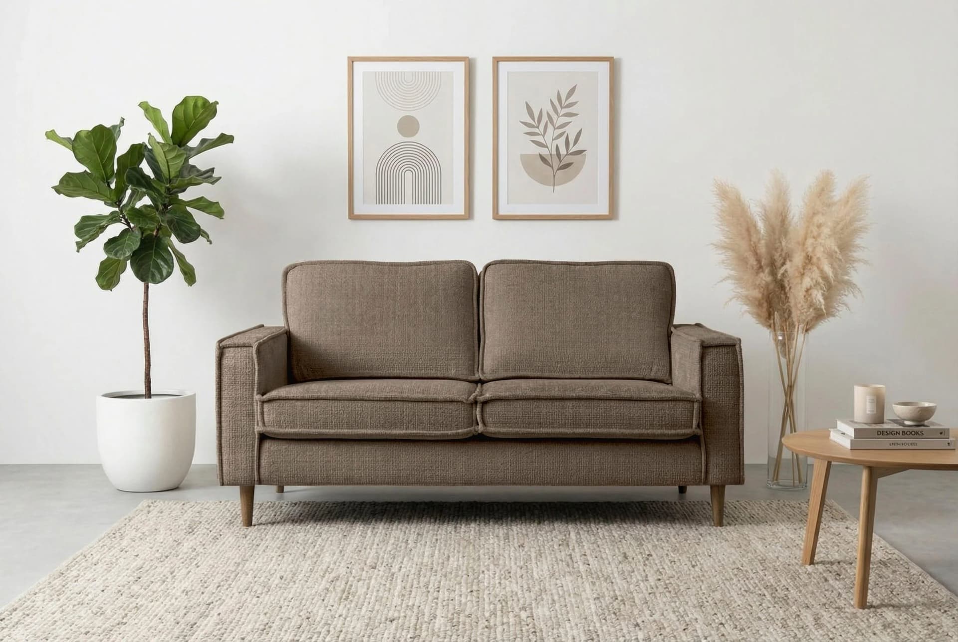 HOME AFFAIRE 2-Sitzer Sofa Pinto Skandi Chenille Struktur Braun